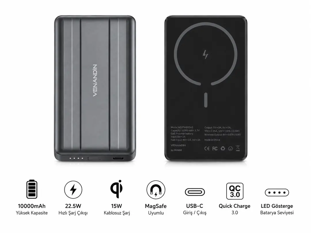 VENANDİN PWB10A5 10.000 MAH 22,W MAGSAFE  SEPETTE 300TL İNDİRİM 2