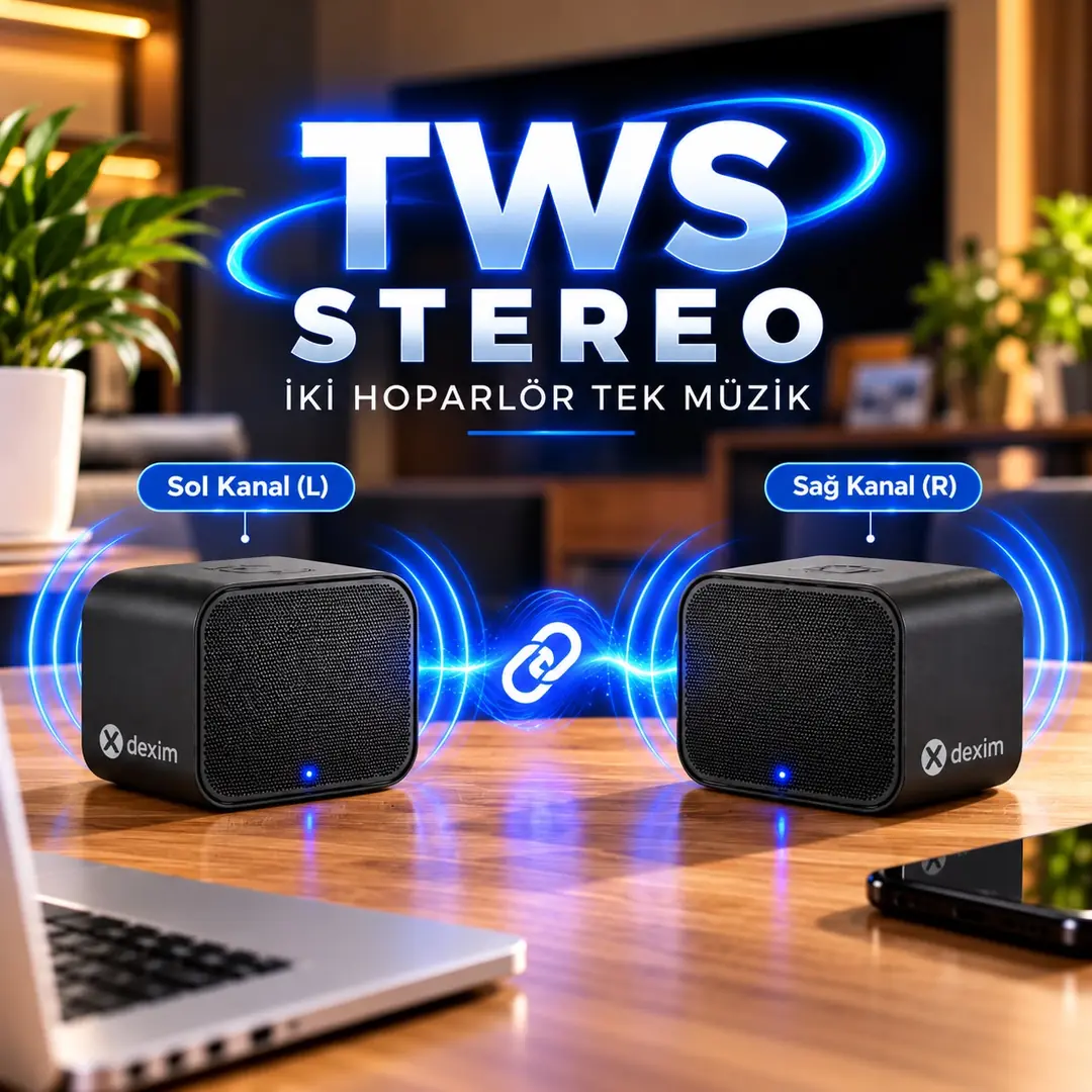 Dexim DBS002 Boox SC-836 10W RMS Bluetooth 5.3 Kablosuz Taşınabilir Hoparlör, TWS, USB Type- 3