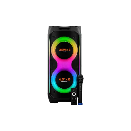 Powerway Duo Taşınabilir Mikrofonlu 20x2 W Karaoke Ses Kayıt Bluetooth Hoparlör