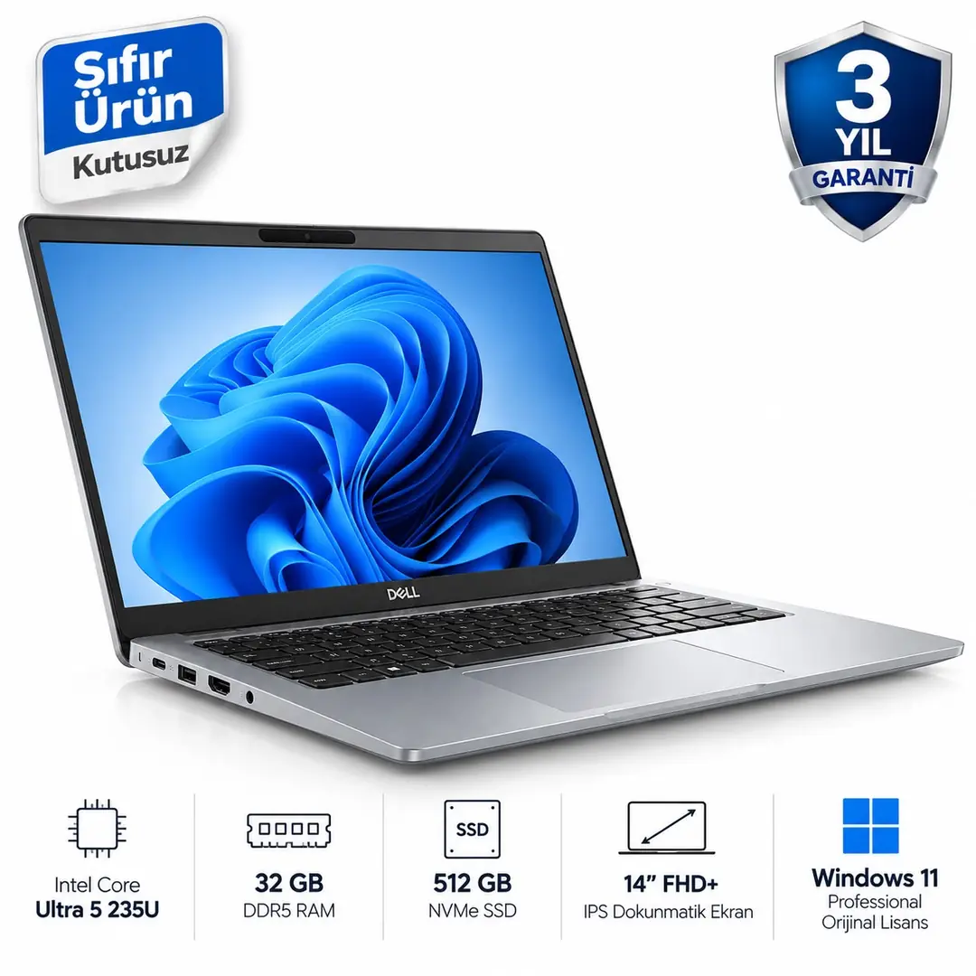 Dell Pro 14 PC14250 Intel Core Ultra 5 235U 32GB RAM 512GB SSD 14″ FHD+ Dokunmatik Ekran Orijinal Windows Profesyonel Laptop 2