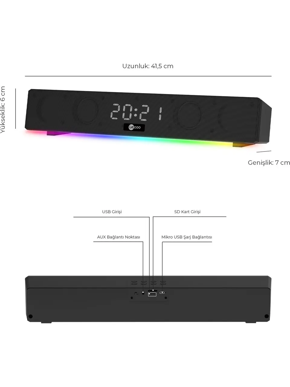 Lecoo DS103 Kablosuz Bluetooth 10W RGB 7