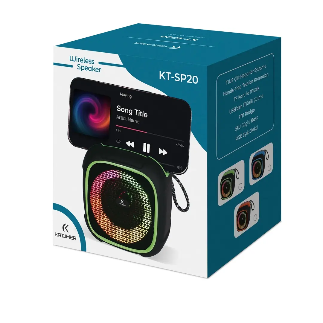 KATJMER KT-SP20 Telefon Standlı RGB Bluetooth TWS Speaker 5