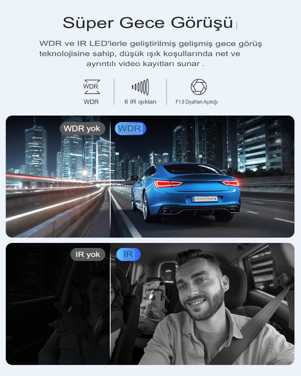 LINGDU V630 Araç Kamerası 3 Kanal
