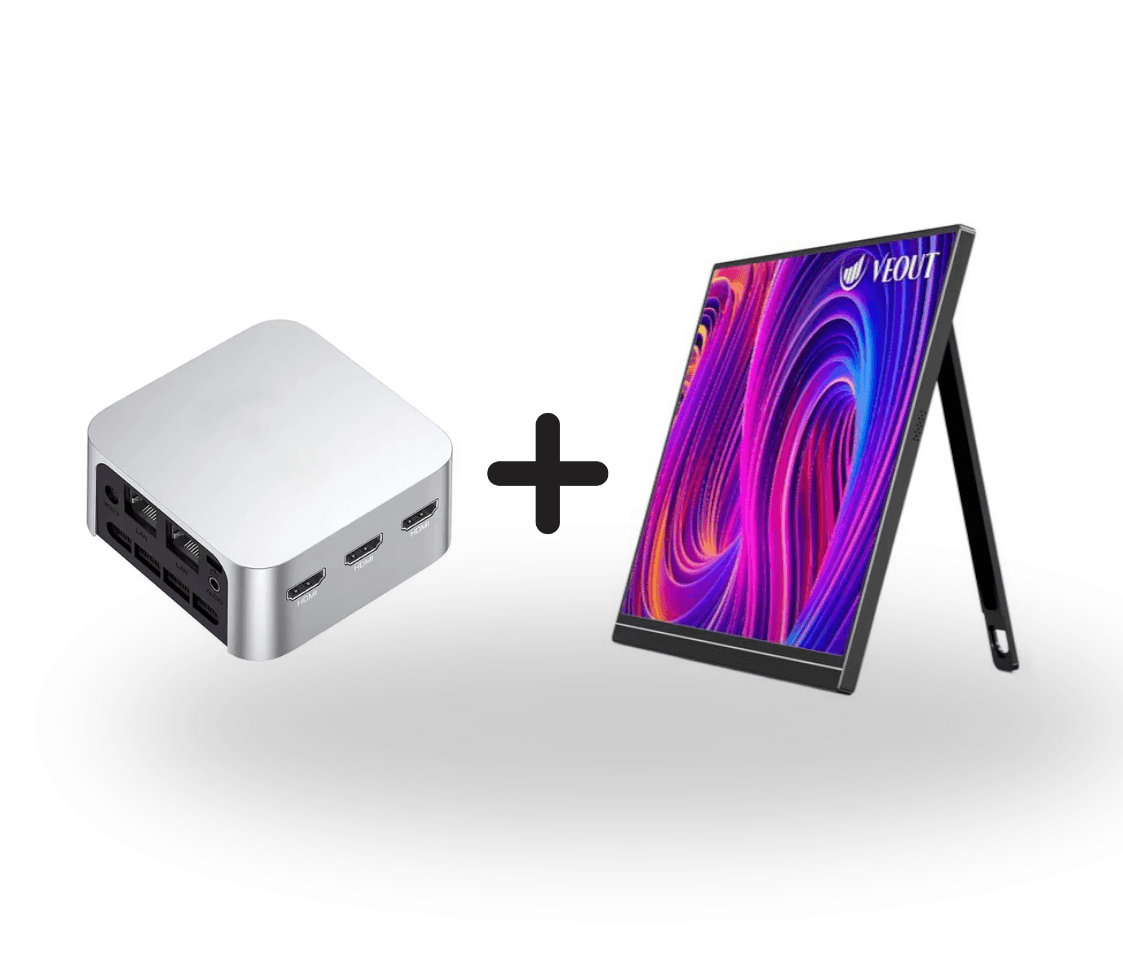 NİPOGİ N100 EXTRA MİNİ PC + VEOUT LCD PORTATİF MONİTÖR