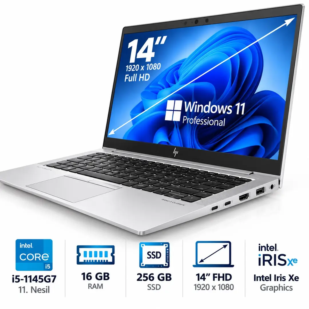 HP EliteBook 840 G8 i5-1145G7 16GB RAM 256GB SSD 14” FHD Windows 11 Pro Dizüstü Bilgisayar 3