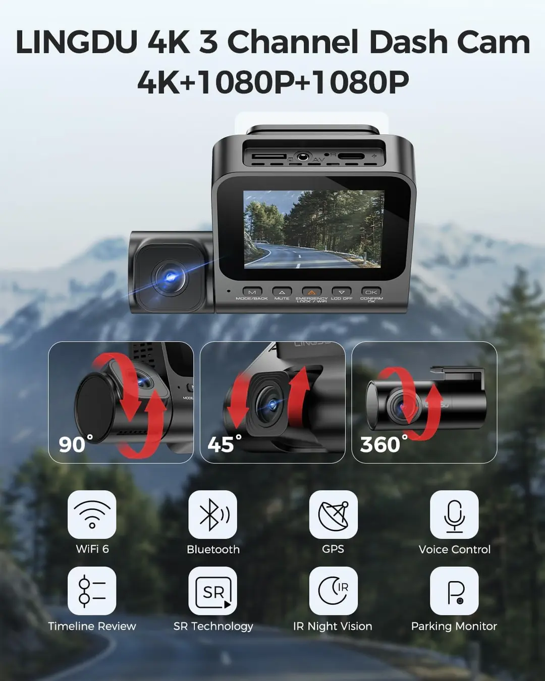 LINGDU V630 Araç Kamerası 3 Kanal 3