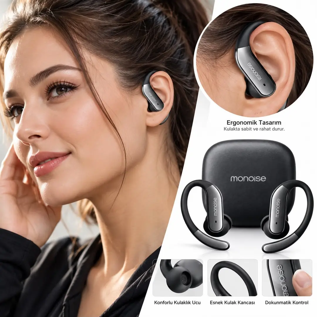 MONOISE P-Q16 AI Çeviri OWS ANC Bluetooth 5.4 Kablosuz Spor Kulaklık ENC IPX5 3