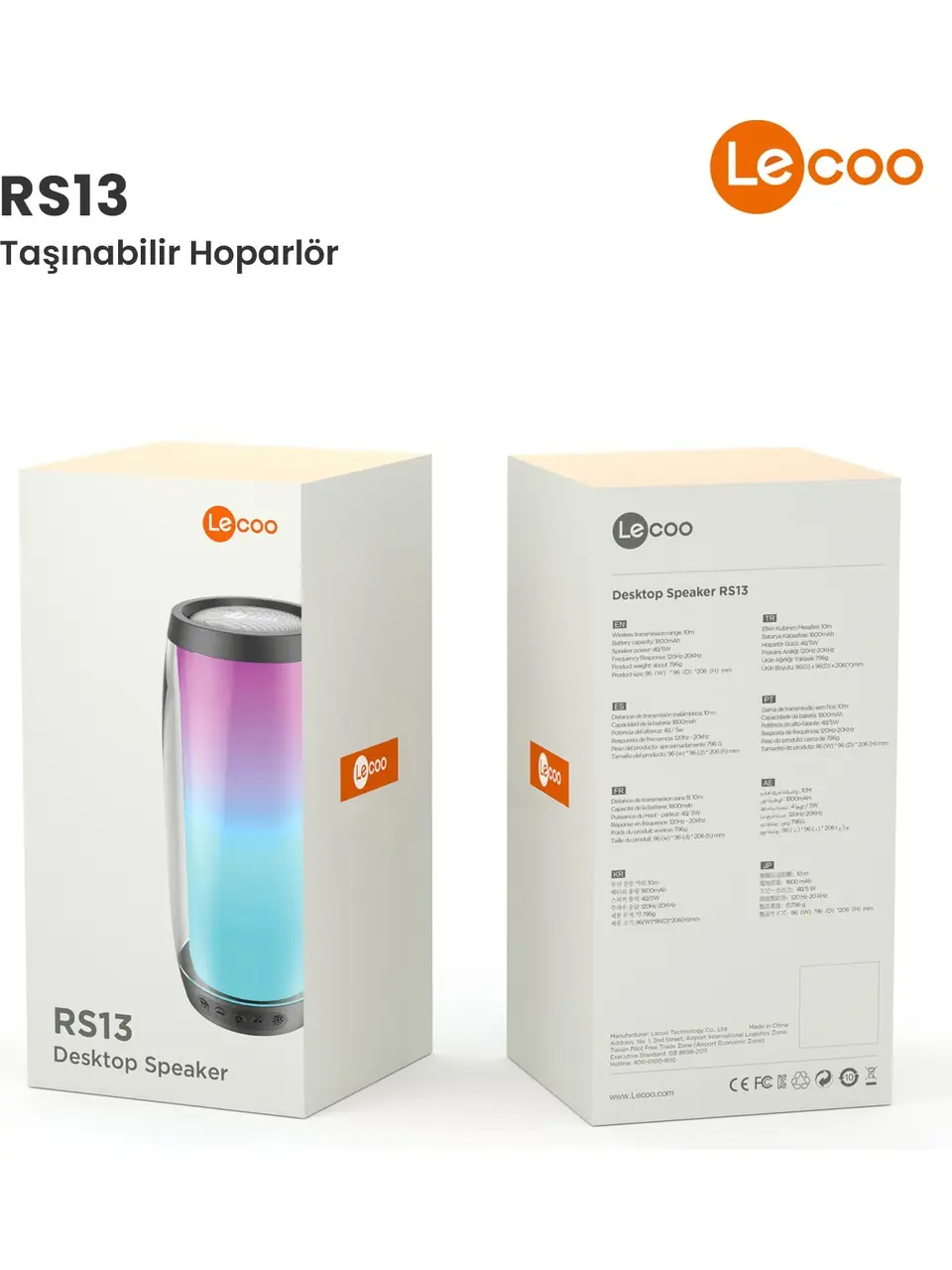 Lecoo RS13 Kablosuz 5W RGB Aydınlatmalı Bluetooth/USB/SD Kart Stereo Taşınabilir Hoparlör 9