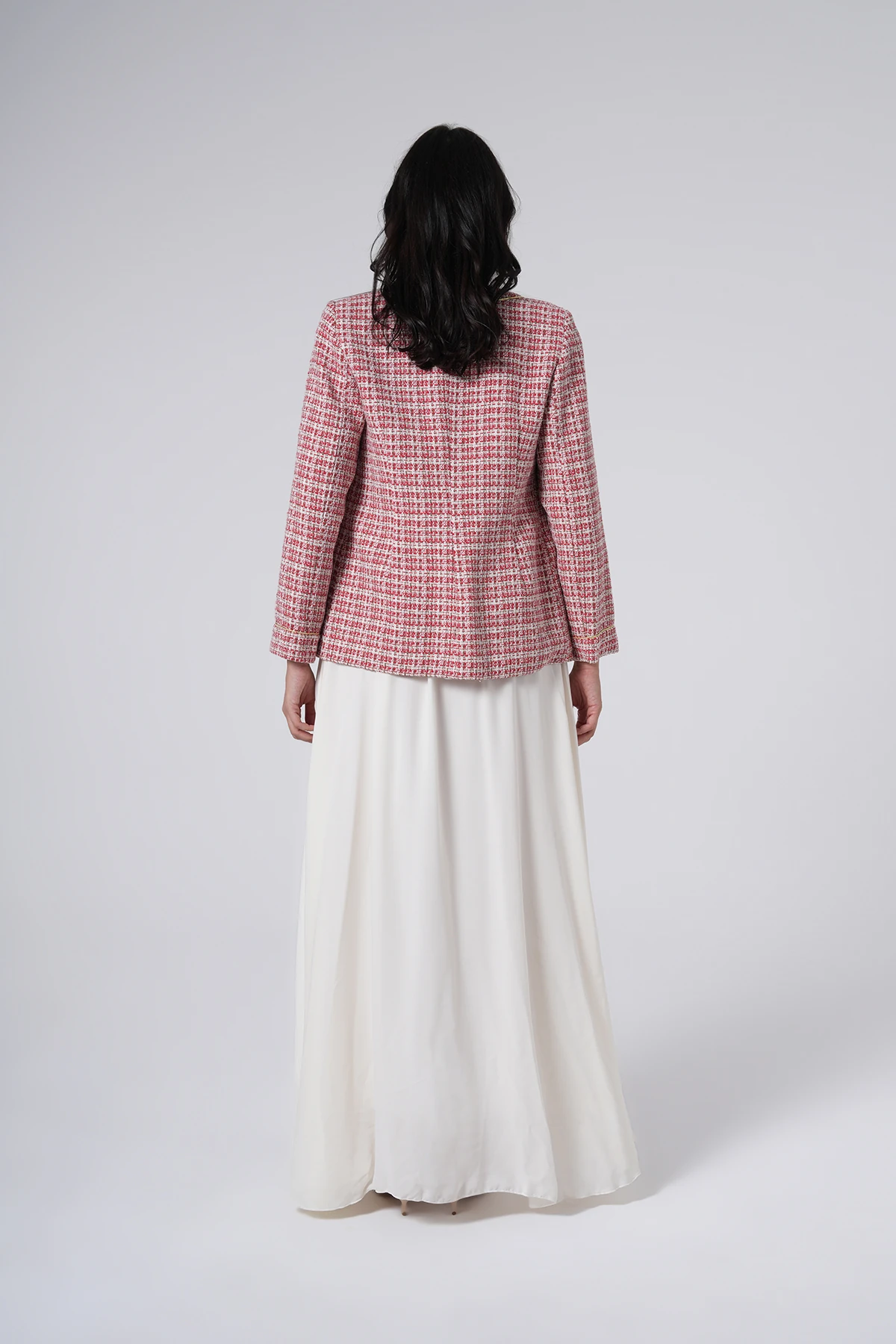 Fırfır Detaylı Kemerli Uzun Elbise