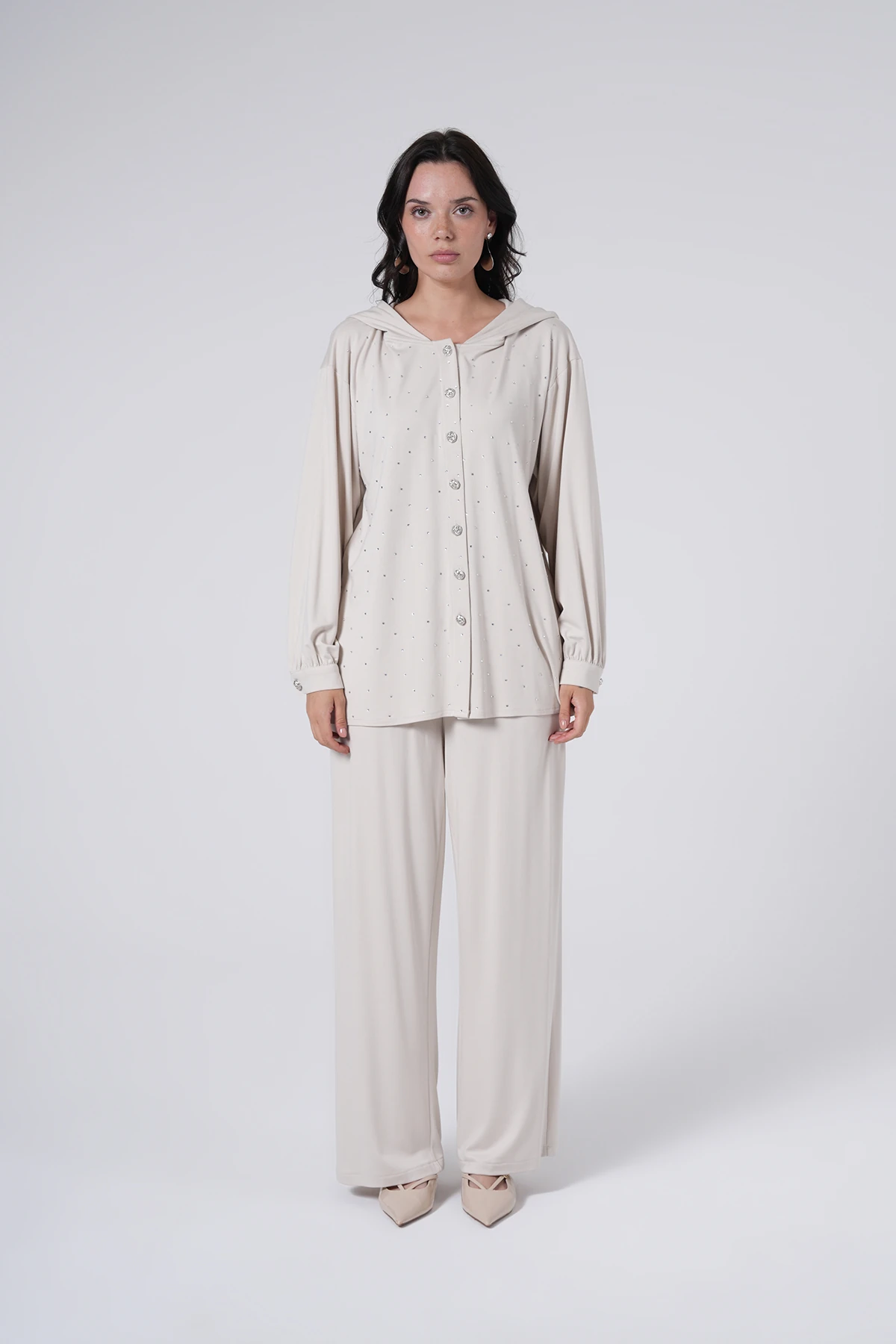 Taş Detaylı Kapüşonlu Takım