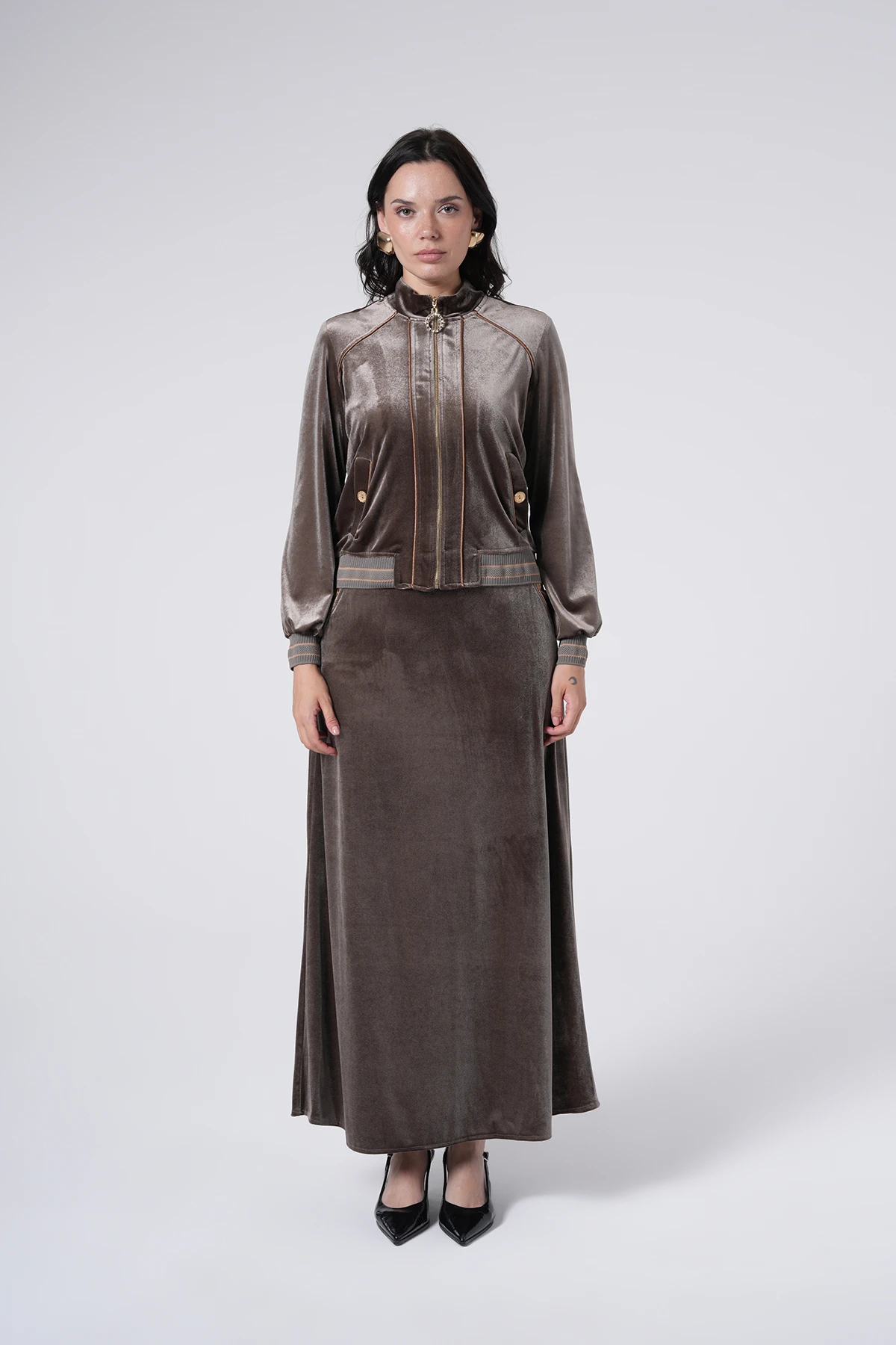 Işıltılı Kadife Elbise Takımı