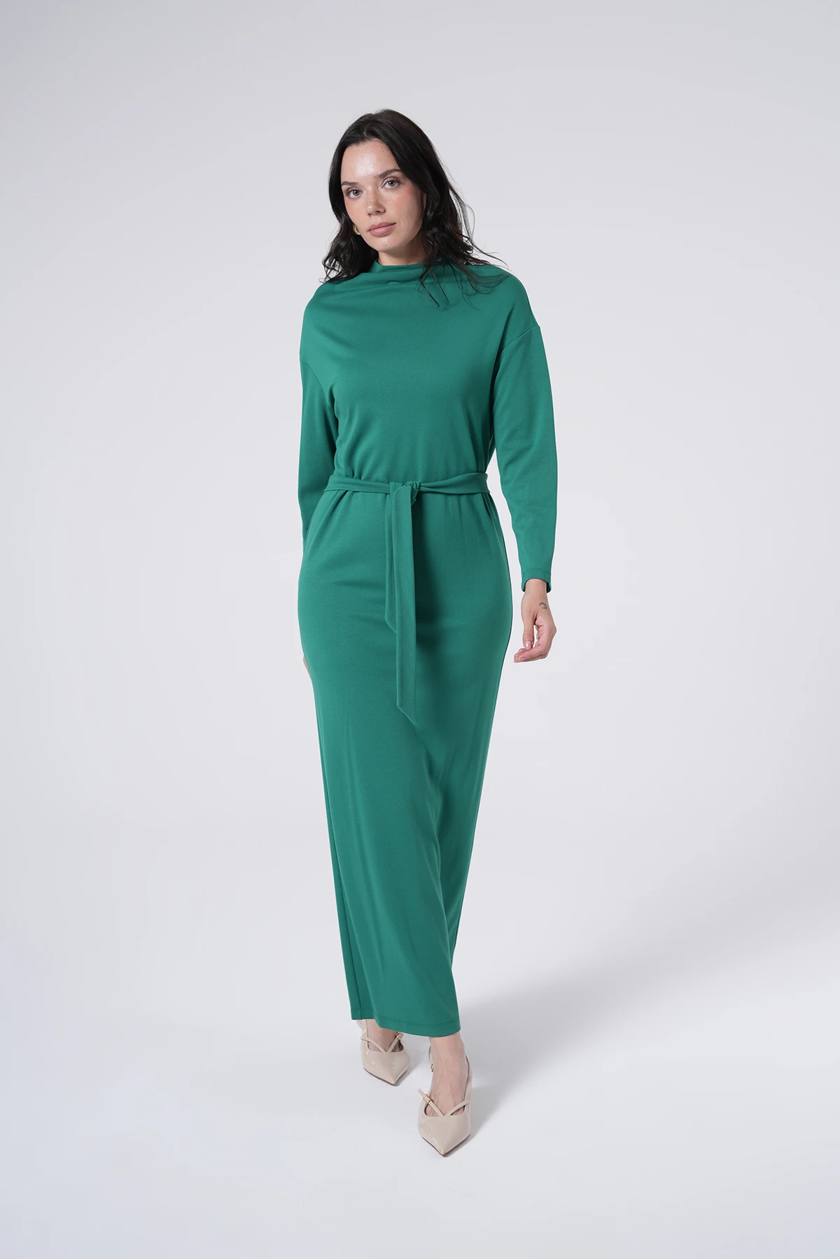 Zarif Kuşak Detaylı Elbise