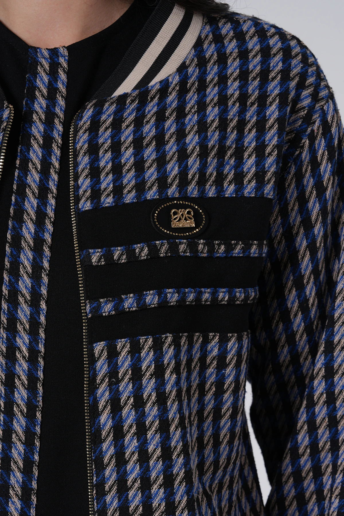 Desenli Ceketli Uzun Elbise Takım