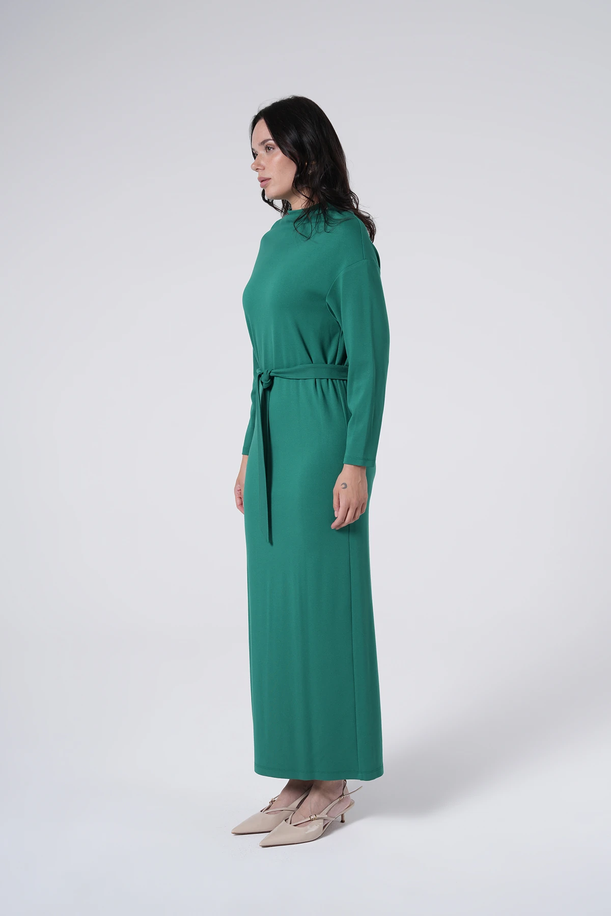 Zarif Kuşak Detaylı Elbise