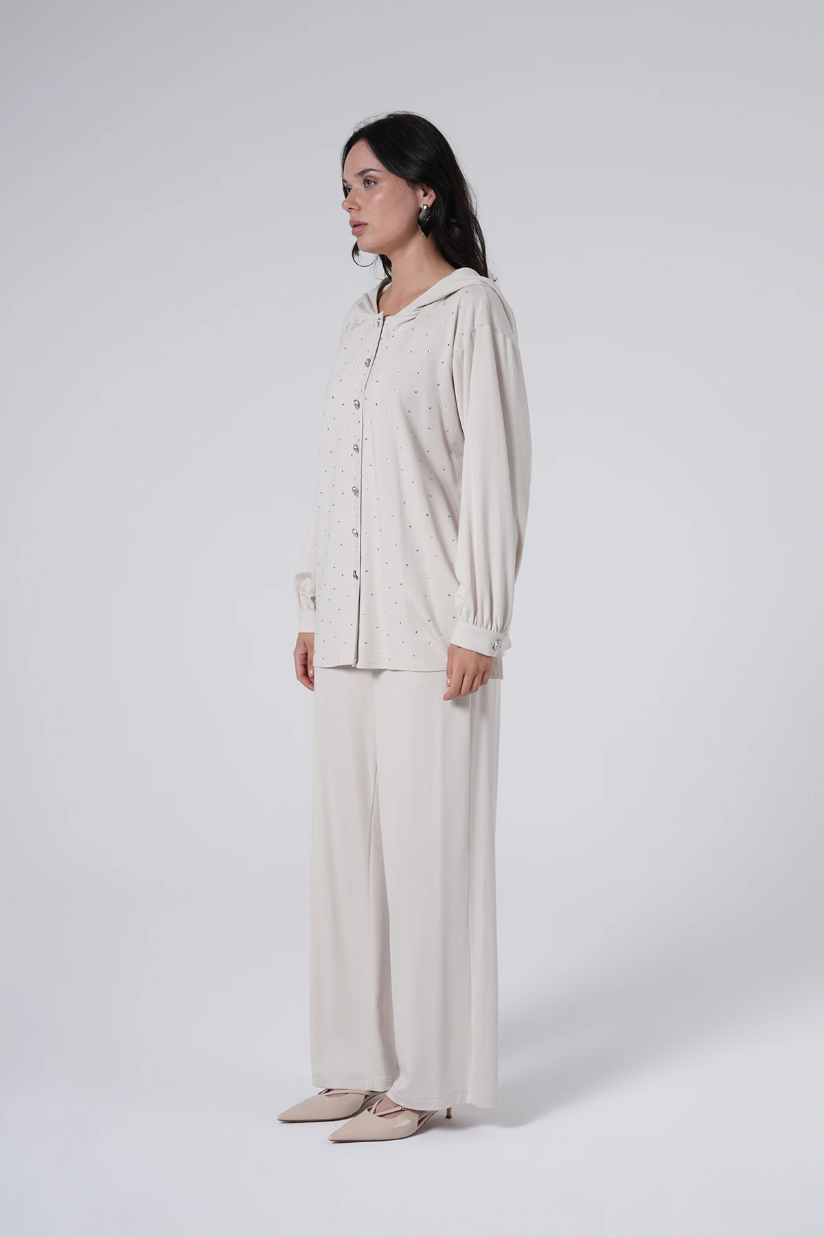 Taş Detaylı Kapüşonlu Takım