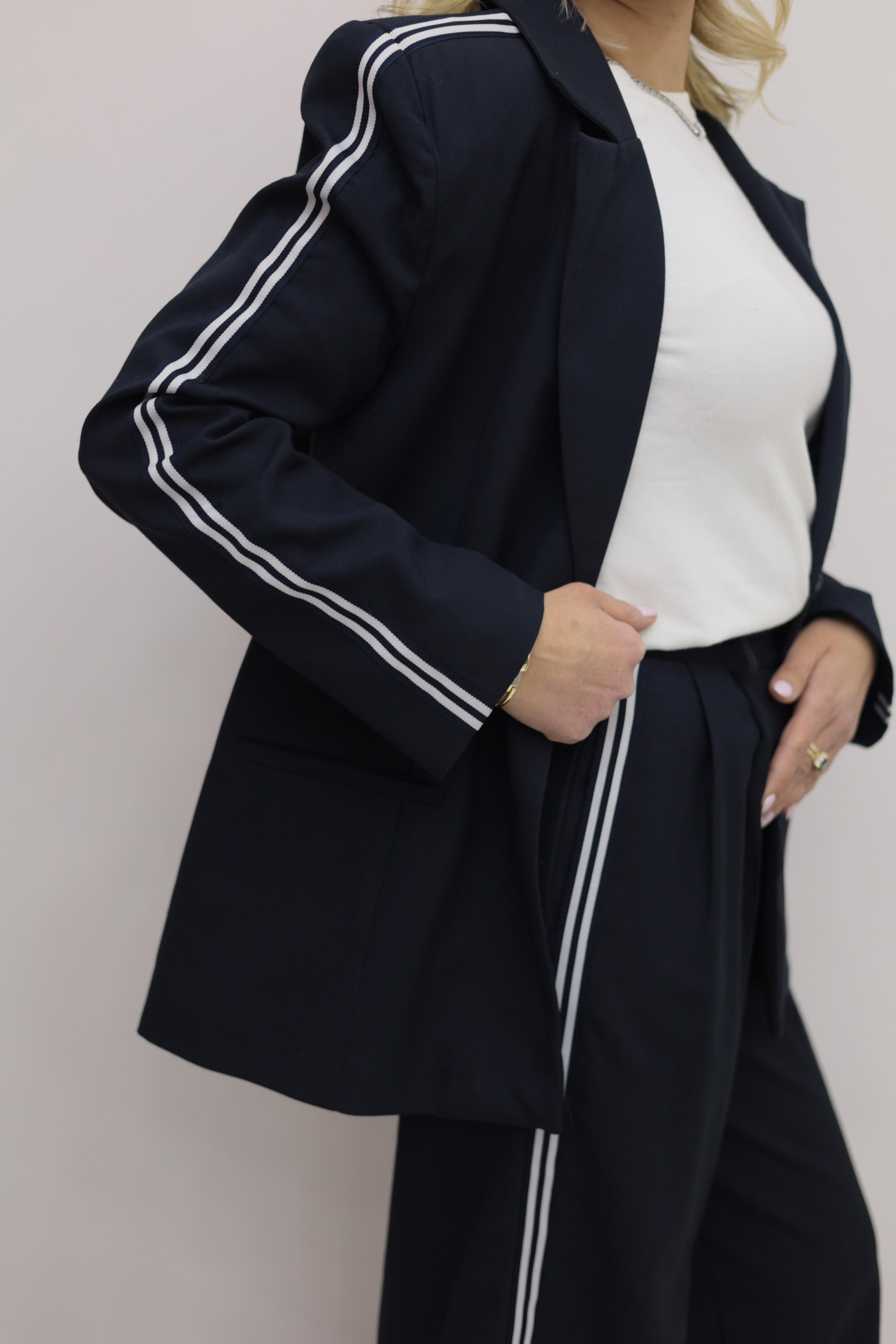 Şeritli Blazer Pantolon Takım