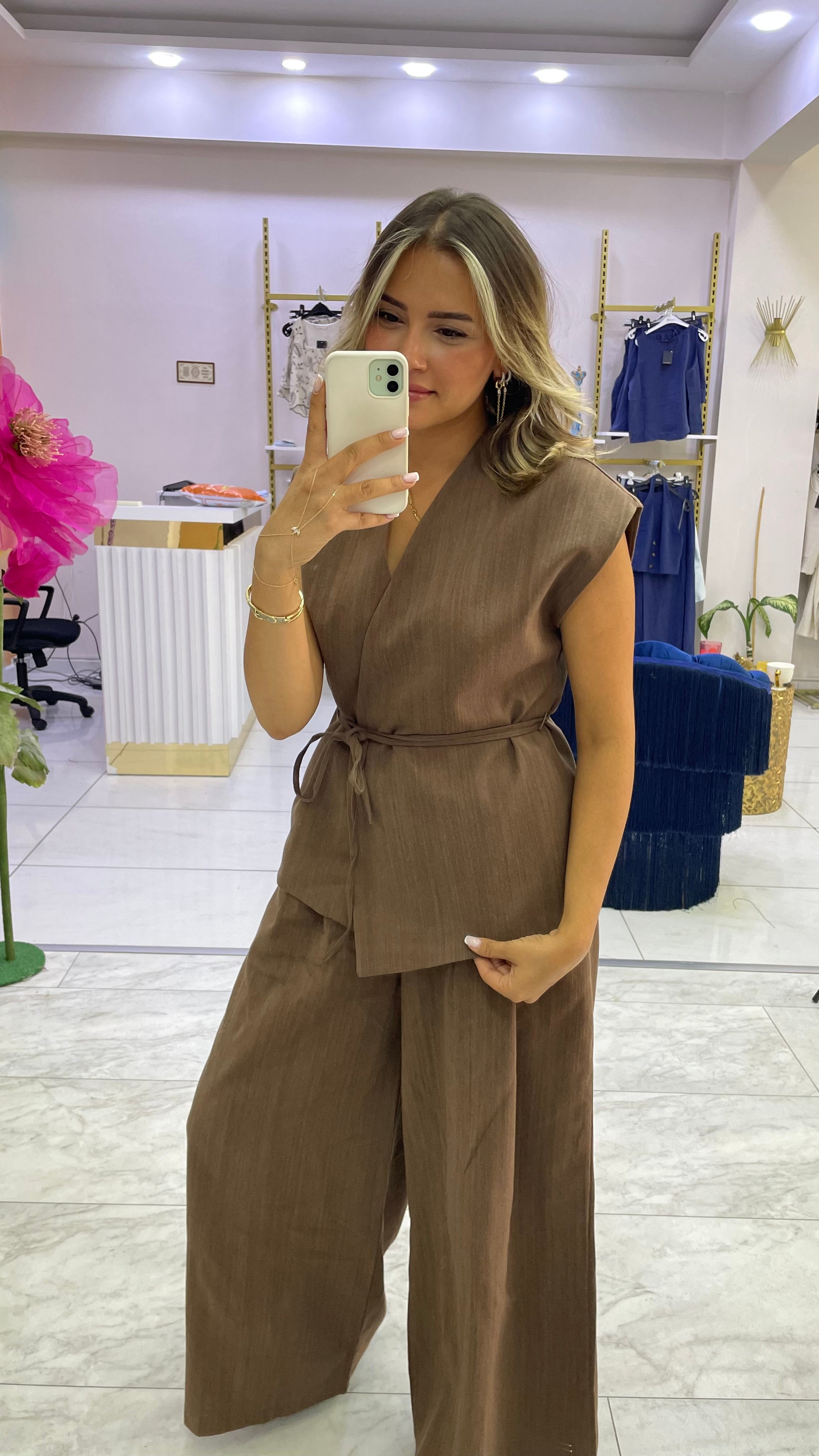 Kahve Keten Takım