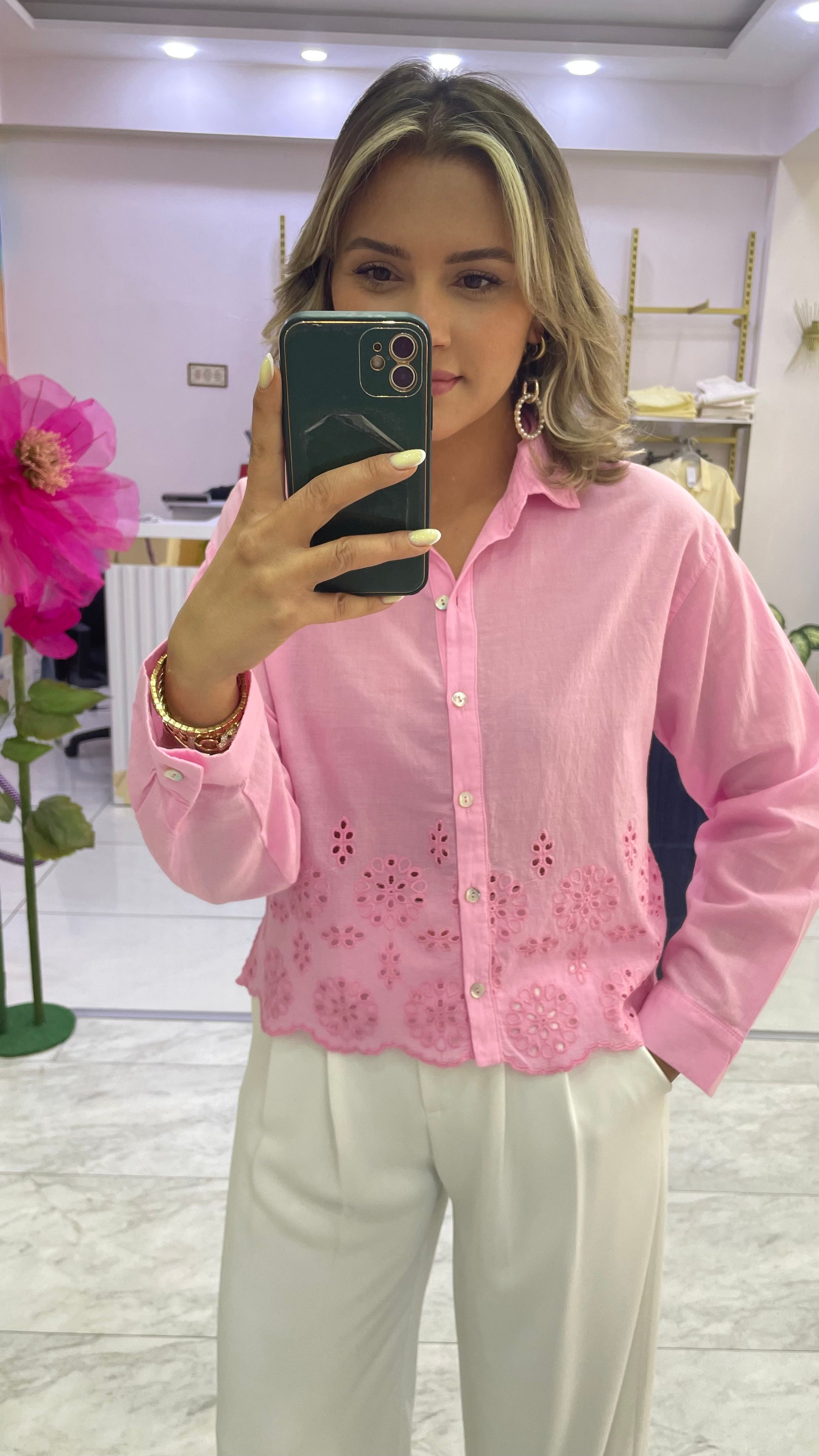 FİSTO PEMBE GÖMLEK