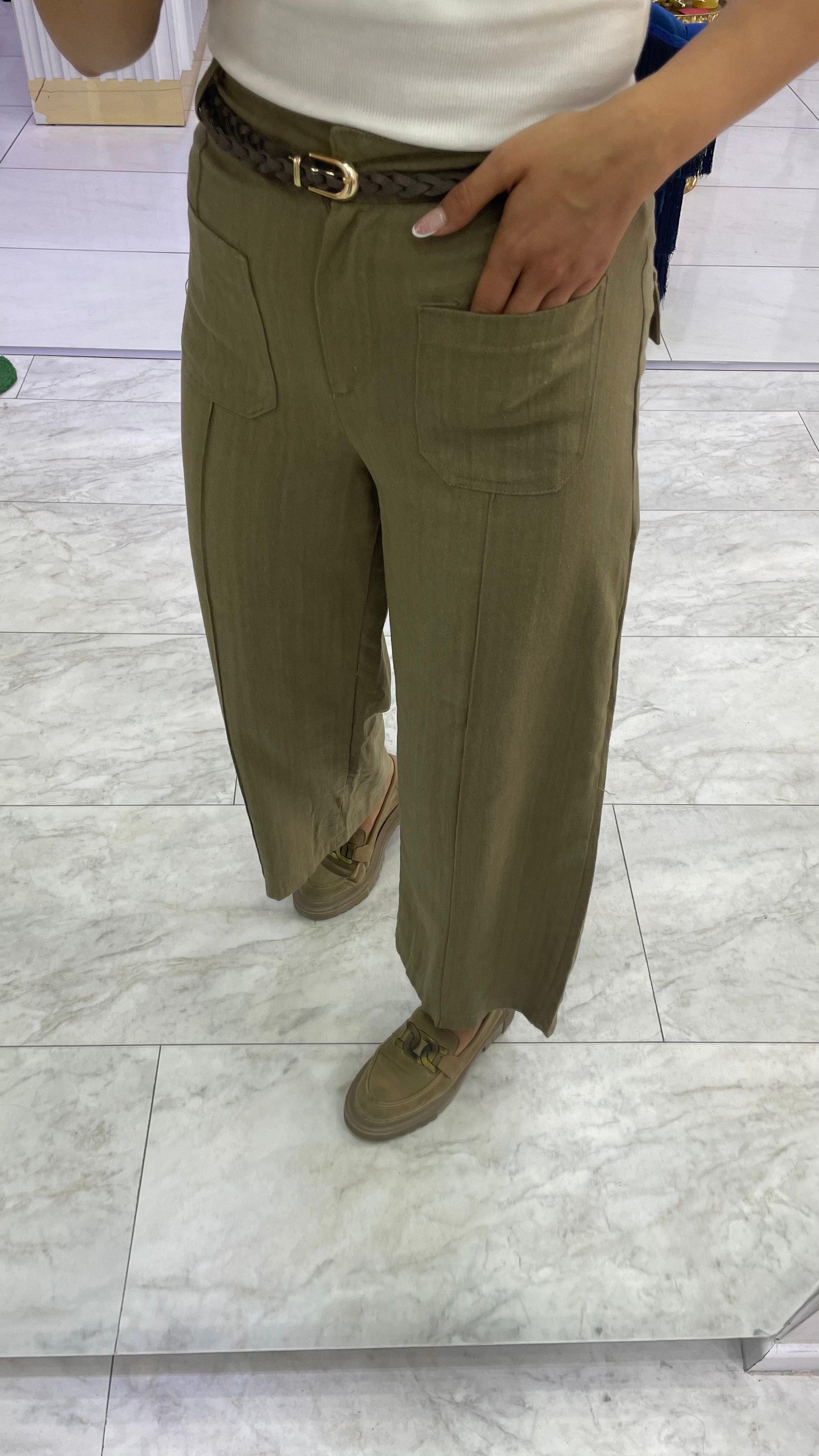 YEŞİL KETEN PANTOLON