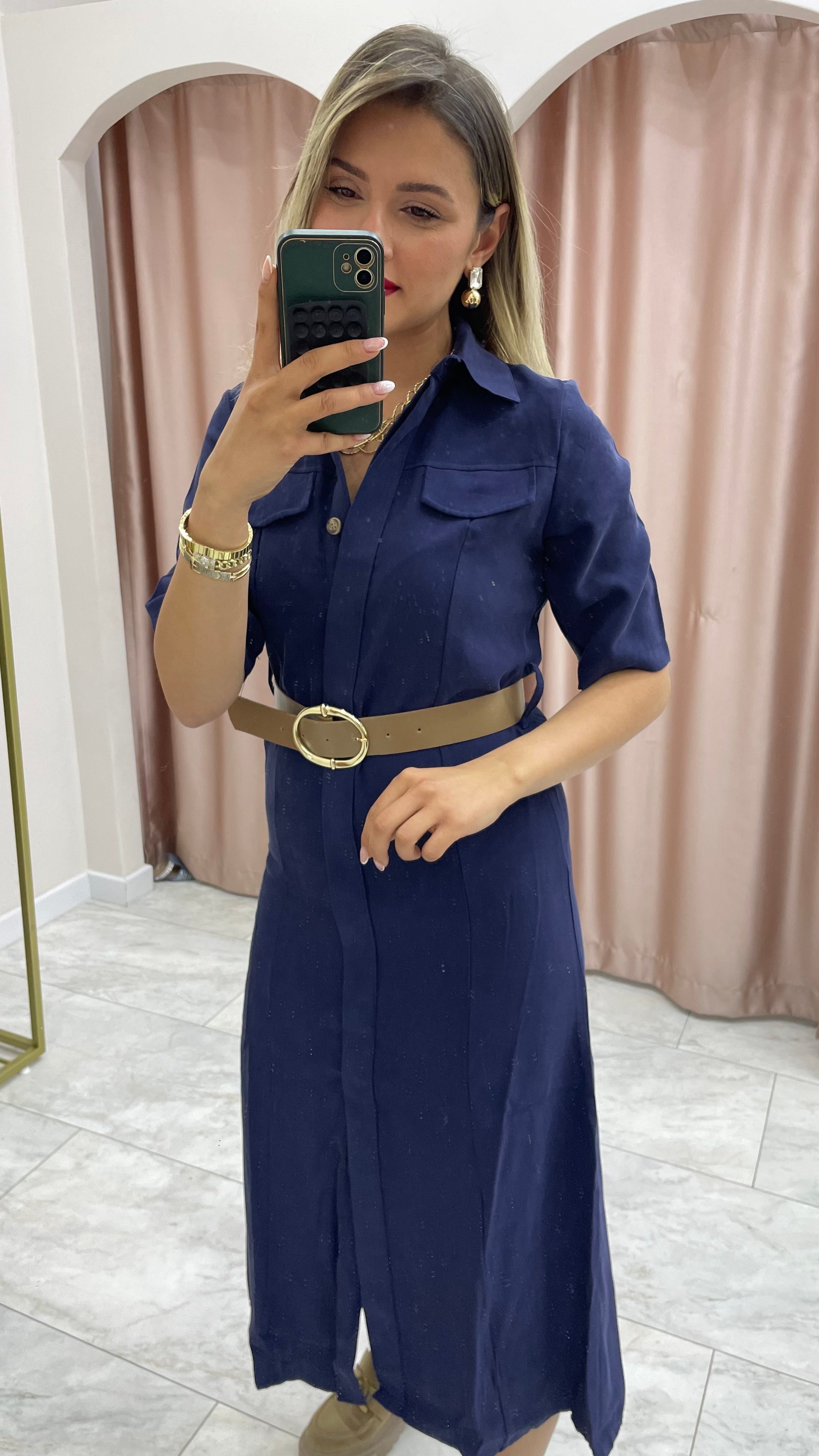 LACİVER GÖMLEK ELBİSE