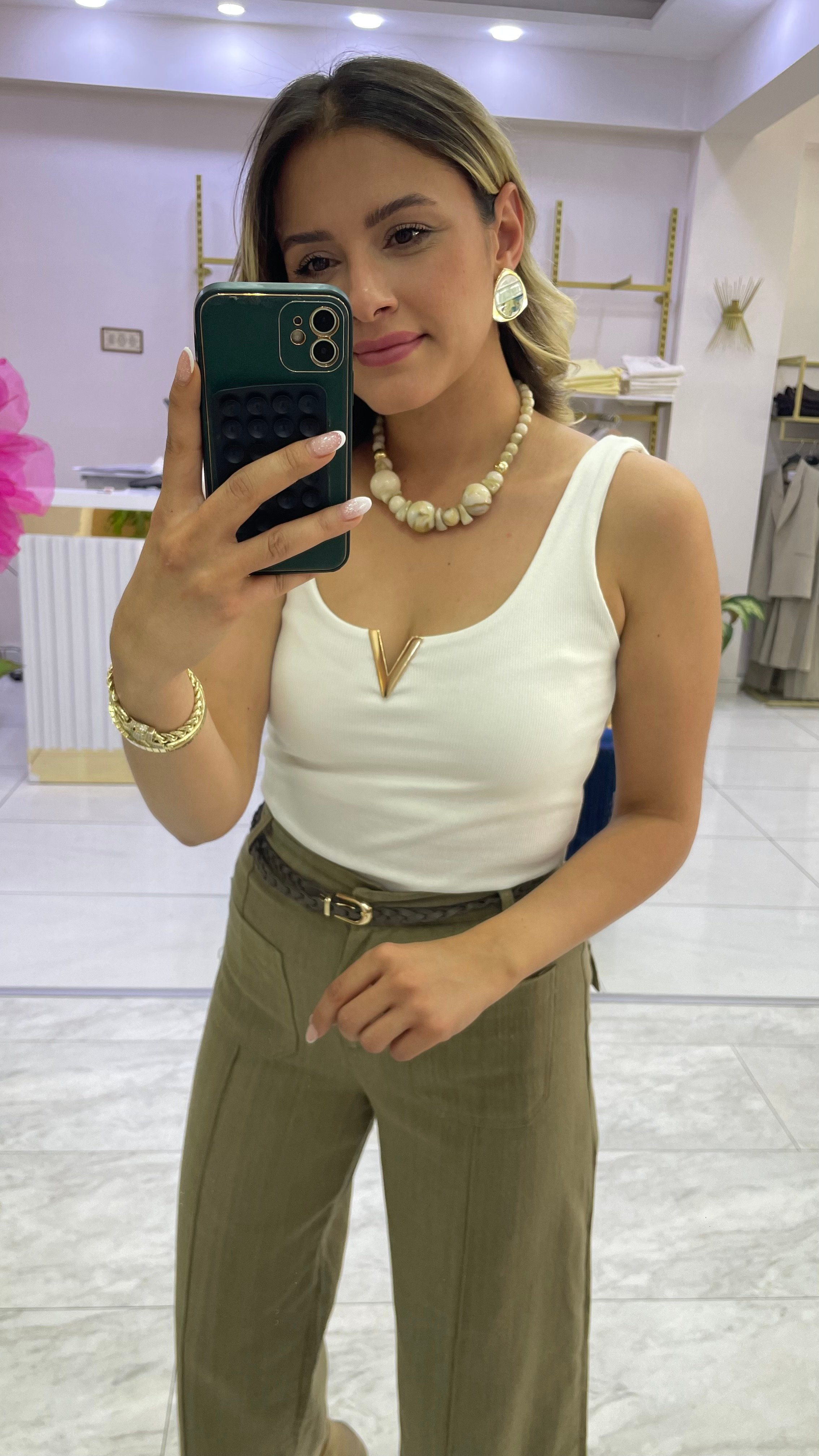 YEŞİL KETEN PANTOLON