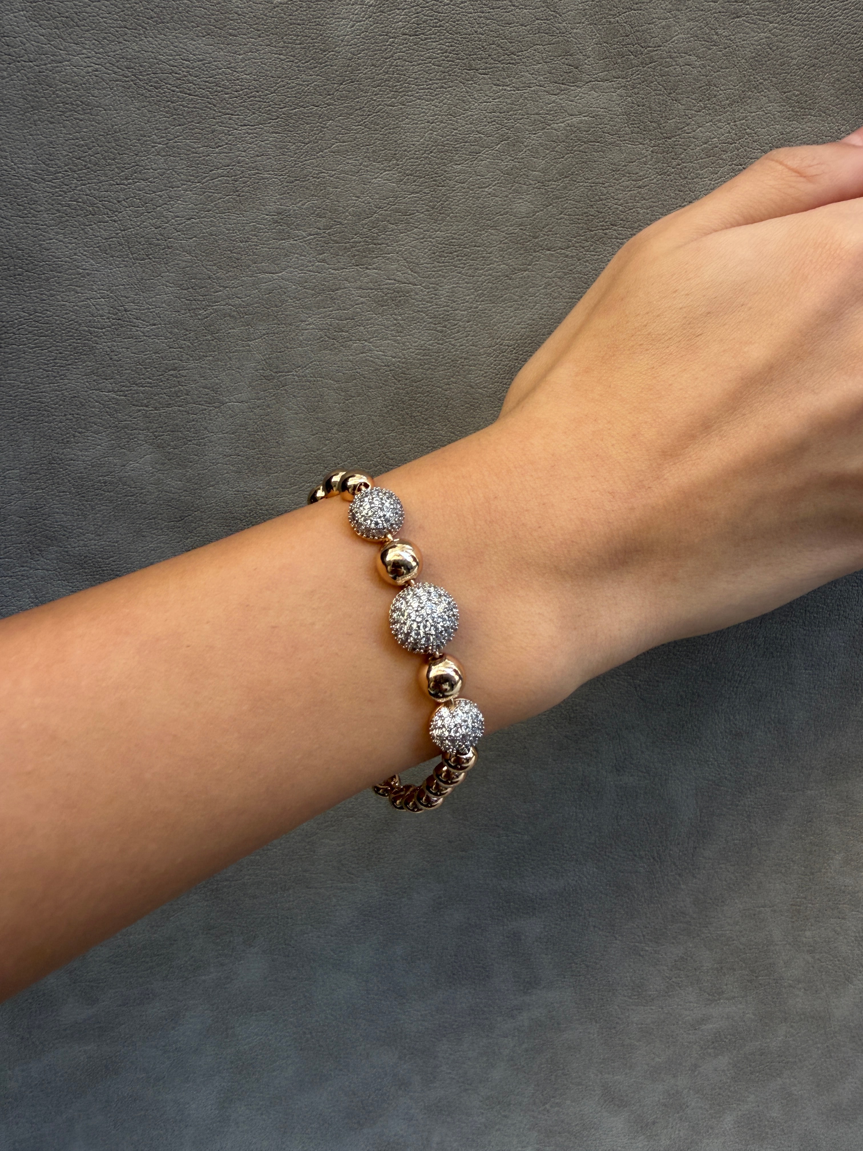 Çift Renk Zirkon Taşlı Top Bileklik