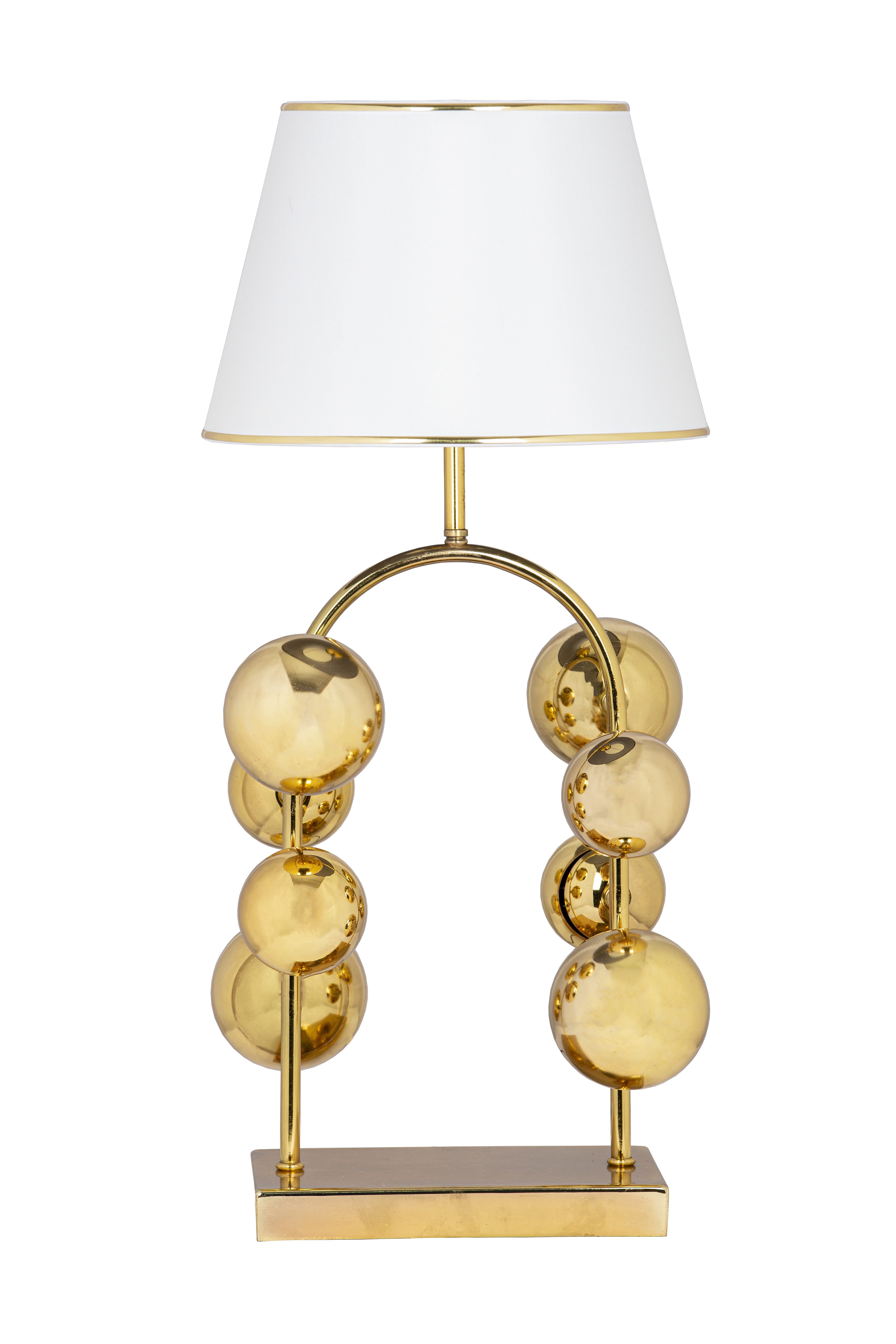 8 BALL YELLOW GOLD PLATED TABLE LAMP WITH LEG | AVİZADE - WHITE