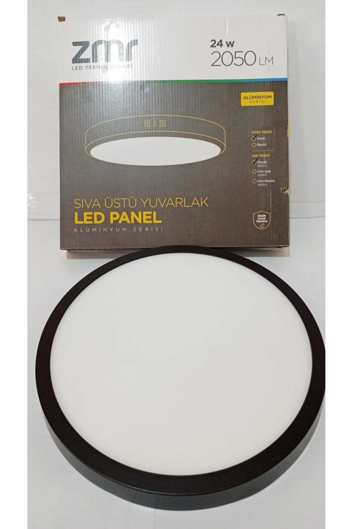 Sıva Üstü Yuvarlak Led Panel 24w Siyah Kasa  Günışığı