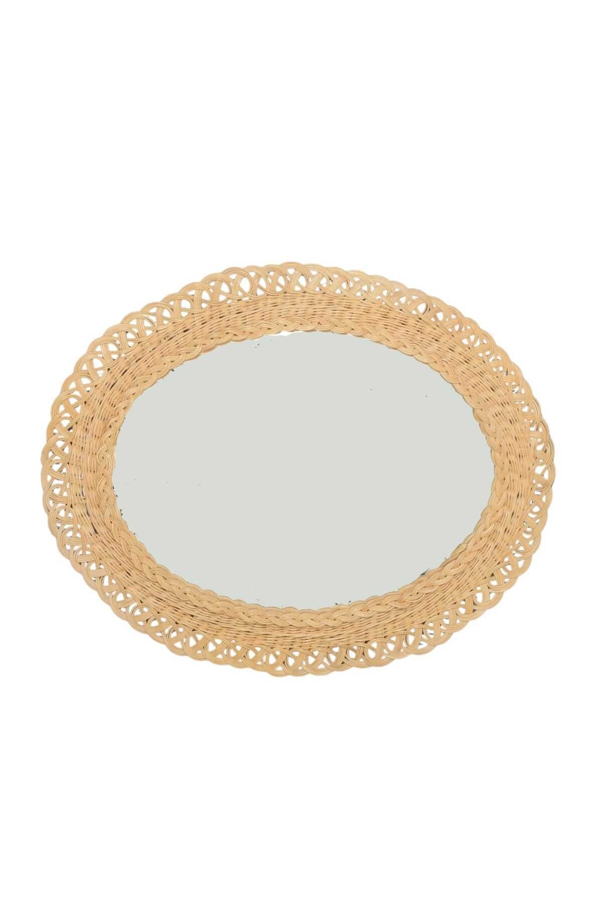 Bambu Oval Ayna | Dekoratif El Örgüsü Oval Ayna
