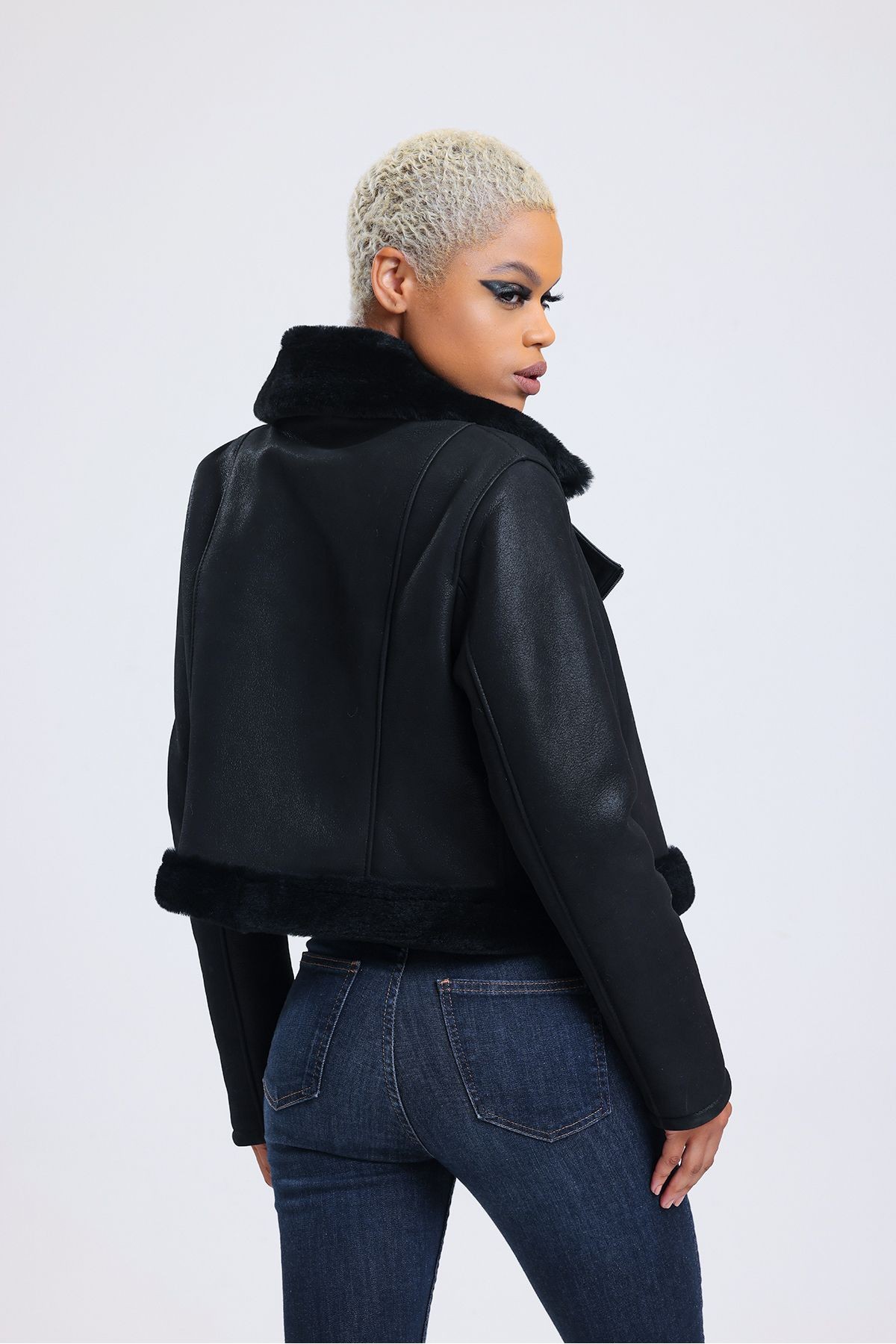 Hakiki Deri Crop Ceket, 54 Cm, Sportif & Outdoor Görünüm, Hakiki Kürklü - 112422