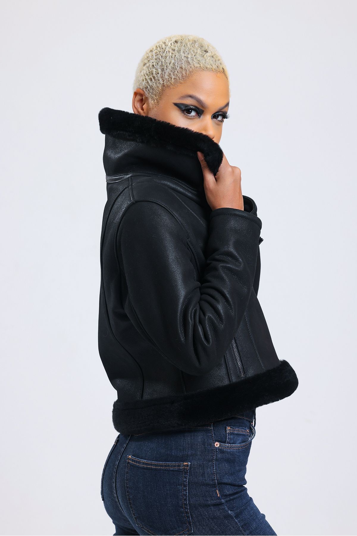 Hakiki Deri Crop Ceket, 54 Cm, Sportif & Outdoor Görünüm, Hakiki Kürklü - 112422
