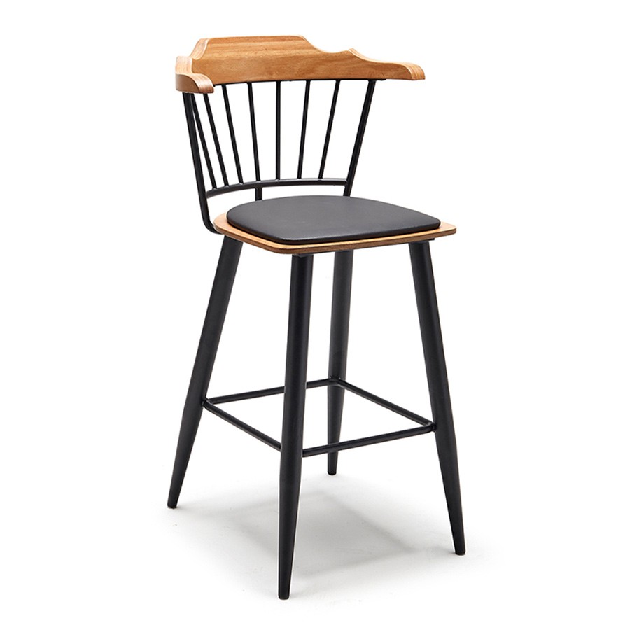 Metal Ahşap Pedli Bar Sandalyesi