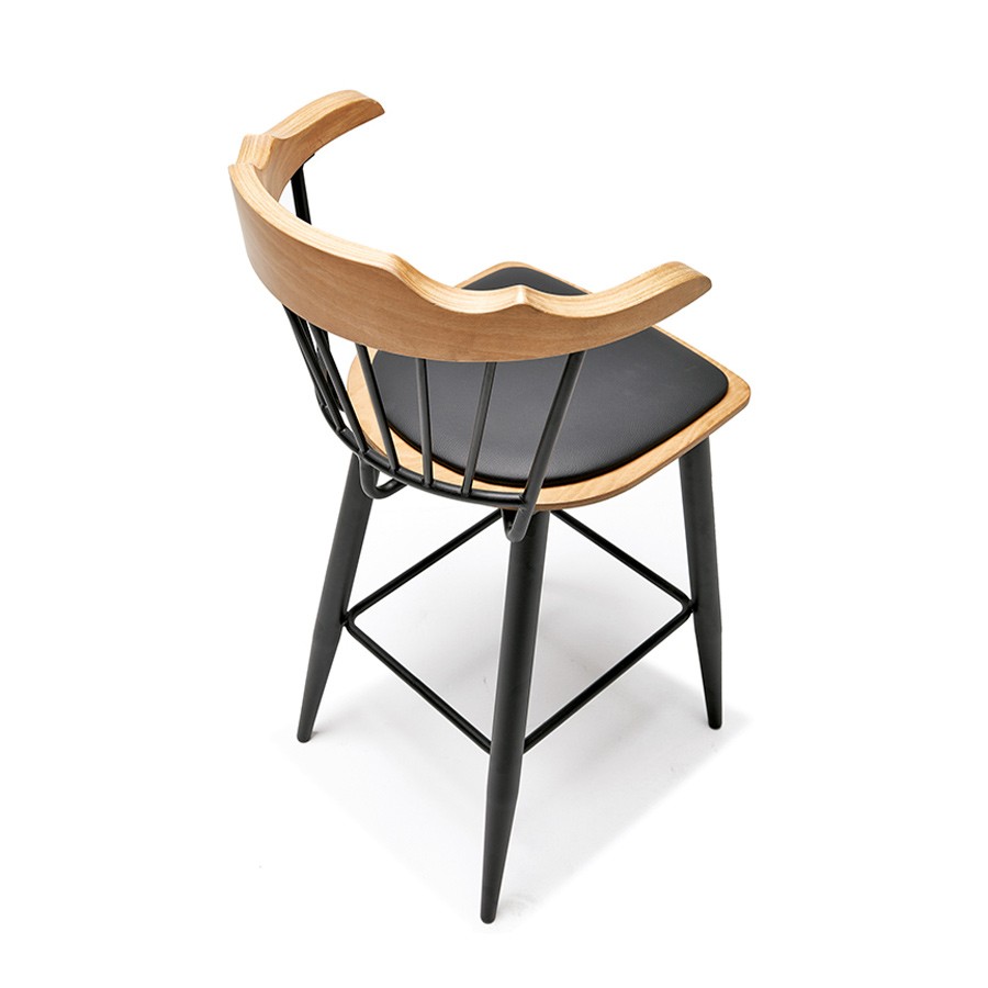 Metal Ahşap Pedli Bar Sandalyesi