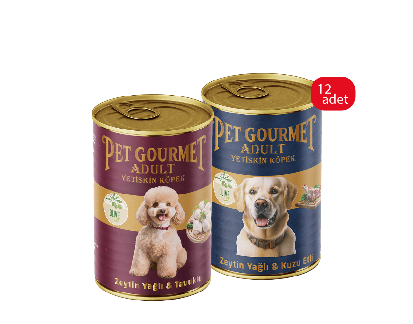 Yetişkin Köpek Zeytin Yağlı Tavuklu (6 Adet) ve Kuzu Etli (6Adet) 12'li karışık Paket