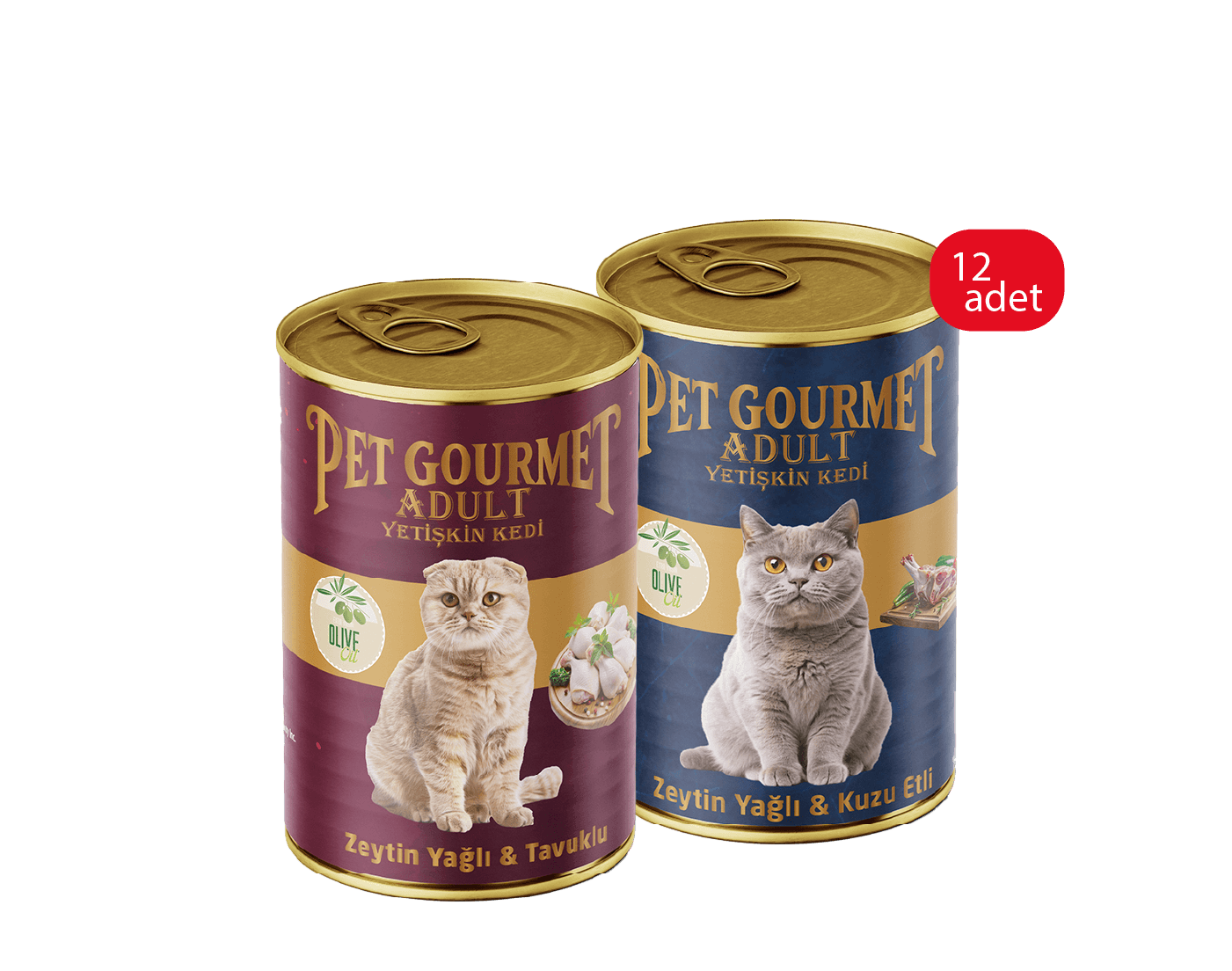 Yetişkin Kedi Zeytin Yağlı Tavuklu (6 Adet) ve Kuzu Etli (6 Adet) 12'li Karışık Paket
