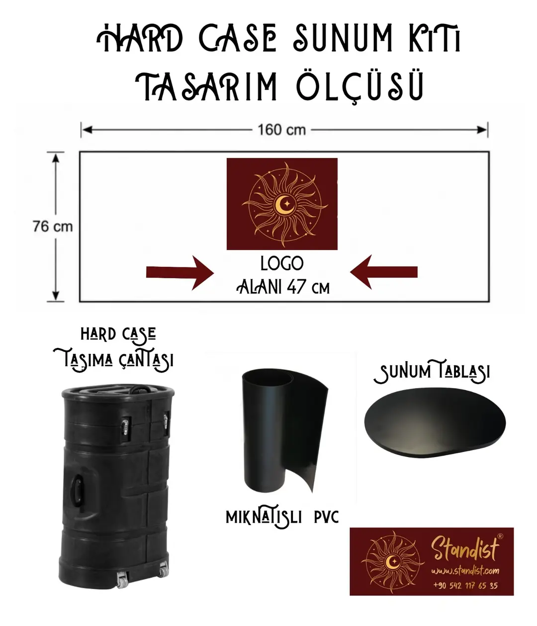 Örümcek Stand Taşıma Çantası Sunum Kiti İle Hard Case Baskı Ölçüleri