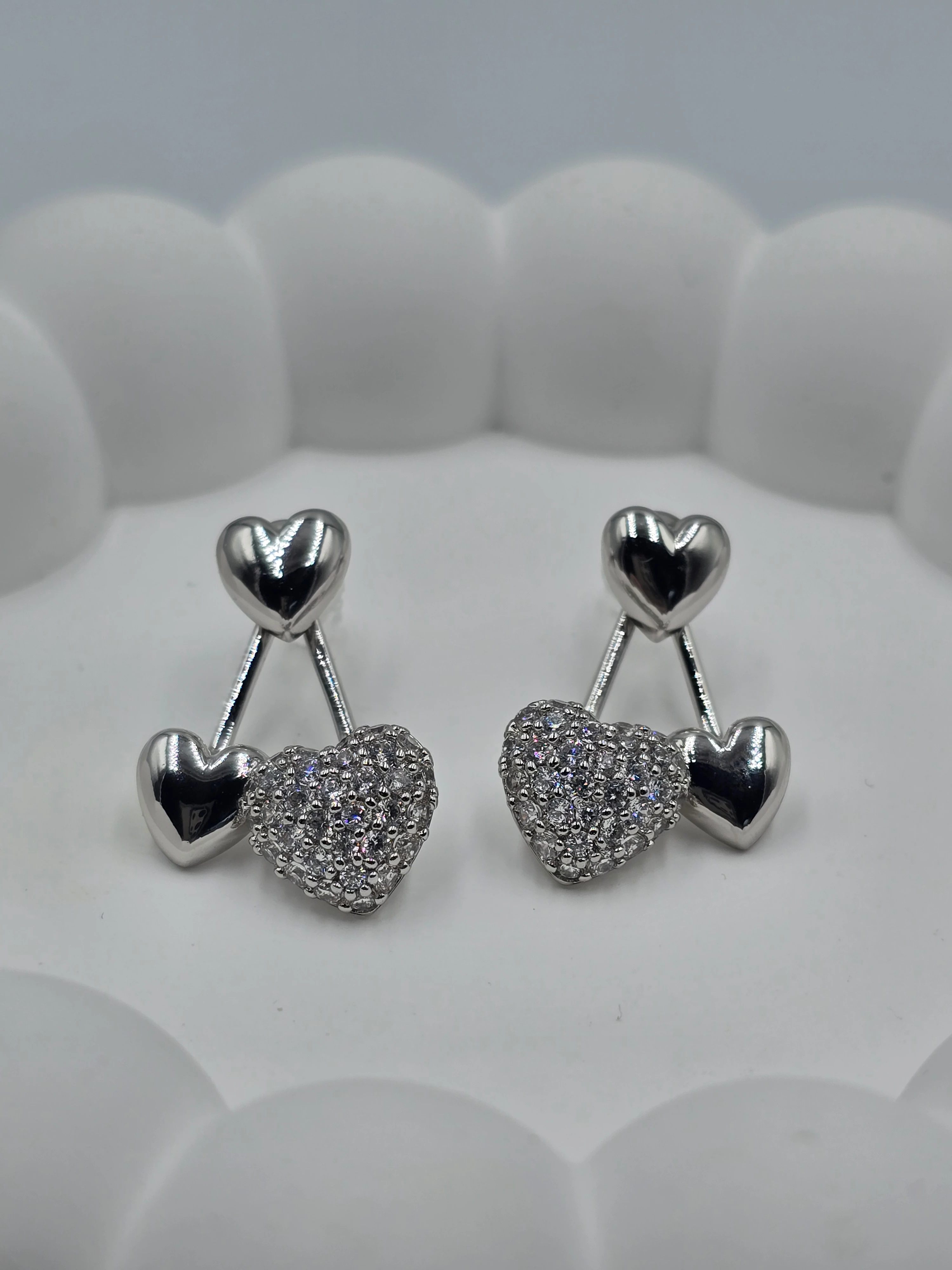 3lü Silver Kalp Küpe