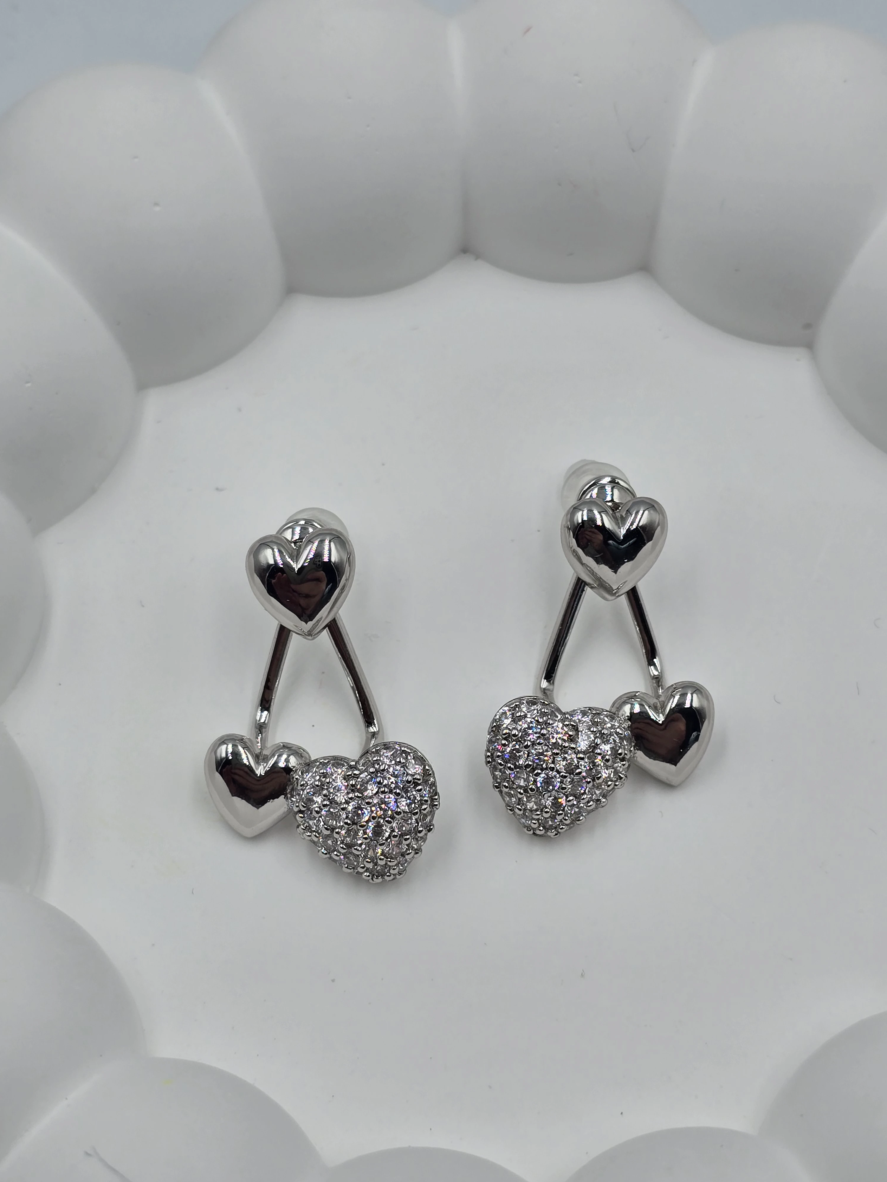 3lü Silver Kalp Küpe