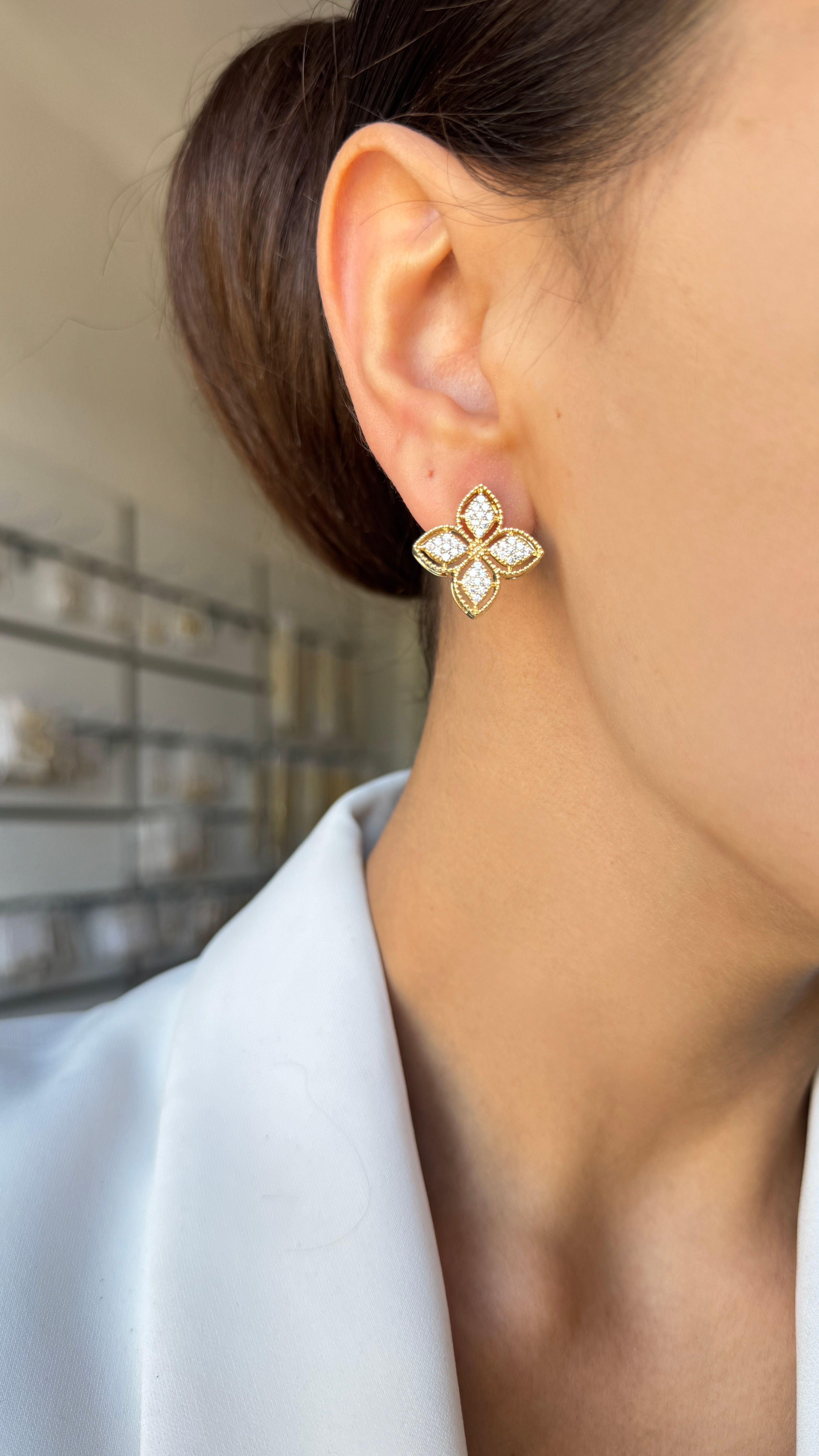 Clef 14k gold kaplama tasarım küpe