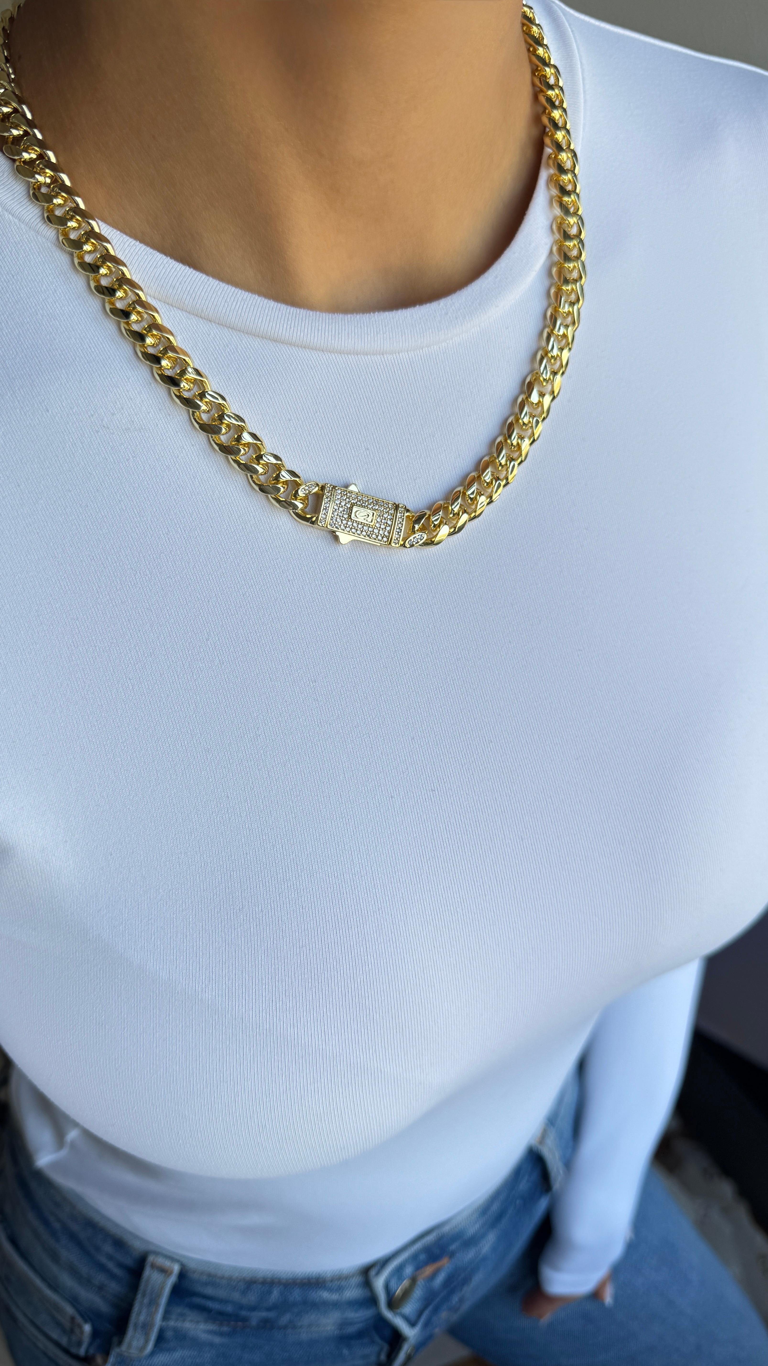 Gurmet 14k gold kaplama kalın zincir 