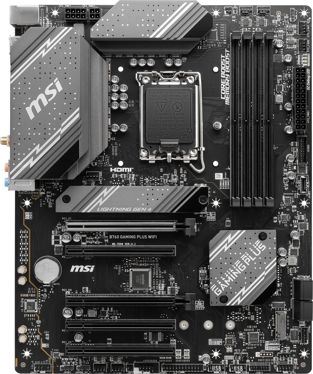 MSI B760 GAMING PLUS WIFI SOKET 1700 DDR5 6800(OC) PCI-E ,M.2 USB3.2 HDMI,DP 1x 2.5G LAN WI-FI 6E ATX Anakart
