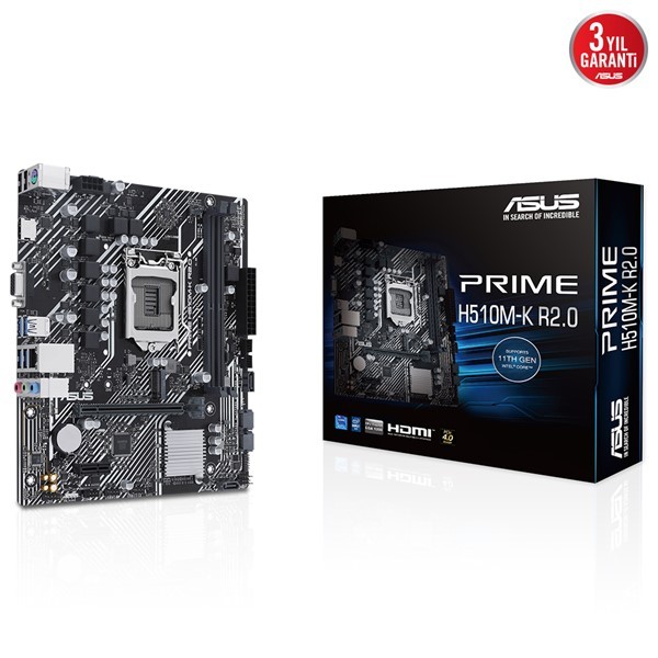 Asus Prıme H510M-K R2.0 Intel H470 Lga1200 DDR4 3200 Hdmı Vga M2 Usb3.2 Matx (Prıme H510M-K R2.0) Anakart