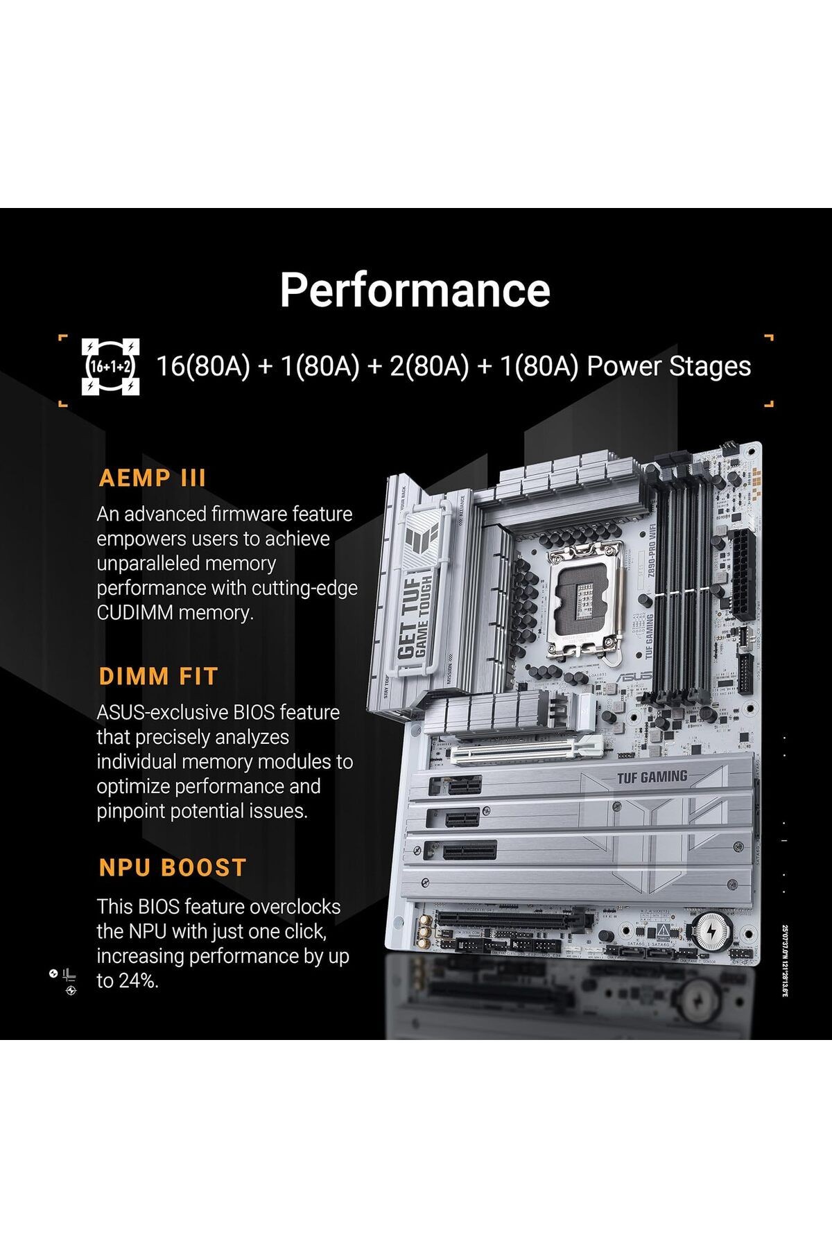 TUF GAMING Z890-PRO WIFI, Intel ATX Anakart, 16+1+2+1 Güç Aşamaları, DDR5 Yuvası, PCIe 5.0