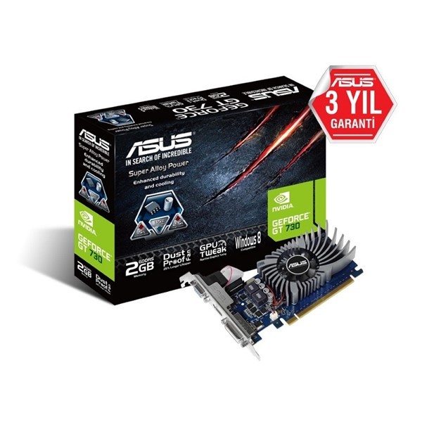 ASUS GEFORCE GT 730 GT730 2GB  64bit DDR3 927MHz DVI HDMI Low Profile ( GT730-2GD3-BRK-EVO ) EKRAN KARTI