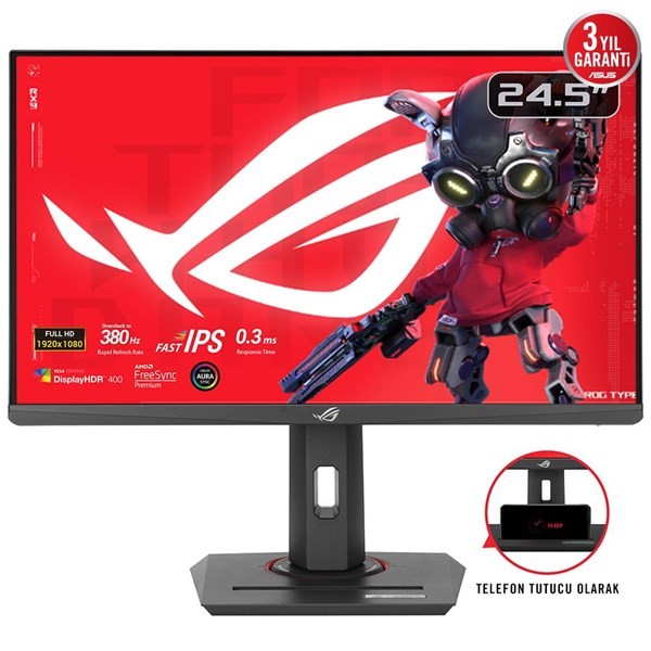 Asus Rog Strıx XG259QNG 24.5 Hdr Esports Gamıng Fast IPS Freesync ve G-Sync Uyumlu  1920X1080 0.3ms 380Hz 400CD Dp HDMI USB Vesa 3yıl Elmb Sync,pıvot Monitör