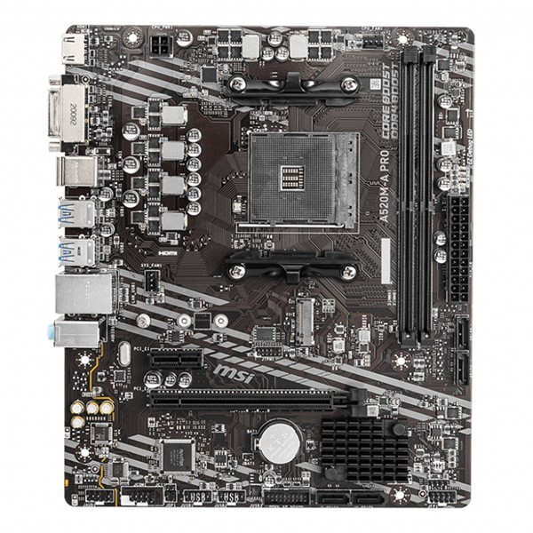 MSI A520M-A PRO AM4 DDR4 4600(OC) DVI HDMI M.2 USB3.2 mATX  Anakart