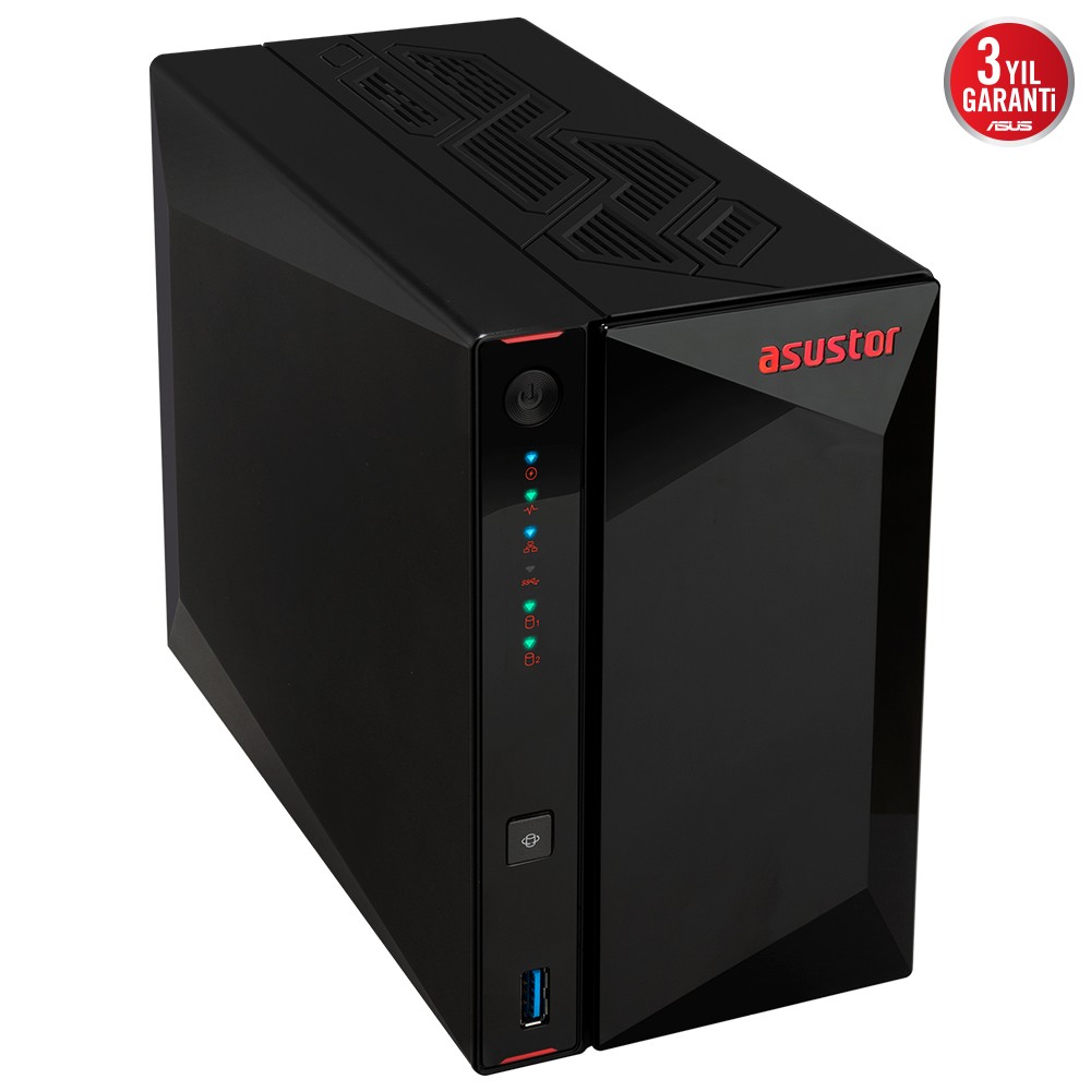 ASUSTOR AS5402T INTEL CELERON N5105 2 YUVALI (2X22TB DESTEĞİ) 4GB DDR4(8GB RAM DESTEĞİ) 2.5GBE X2 USB 3.2 X3