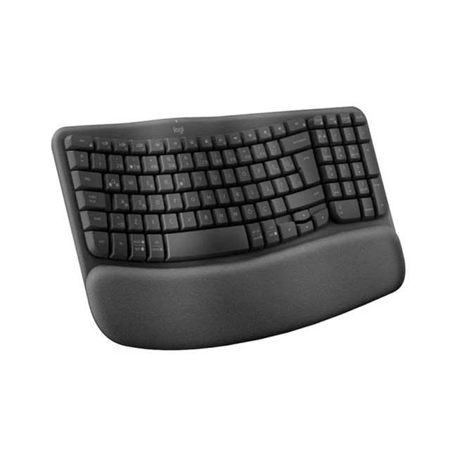 Logitech Wave Keys Kablosuz Bluetooth Dolgulu Avuç İçi Destekli Ergonomik Türkçe Q Klavye - Siyah