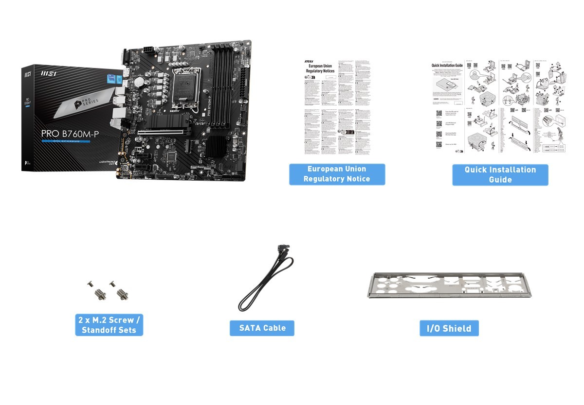 MSI PRO B760M-P SOKET 1700 DDR5 6800(OC) PCI-E ,M.2 USB3.2 HDMI,DP,VGA 1x 1G LAN mATX Anakart