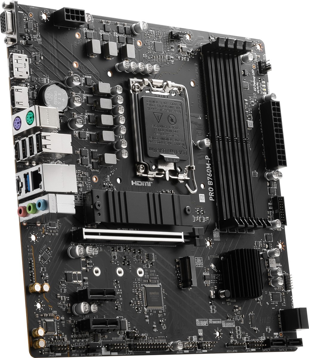 MSI PRO B760M-P SOKET 1700 DDR5 6800(OC) PCI-E ,M.2 USB3.2 HDMI,DP,VGA 1x 1G LAN mATX Anakart